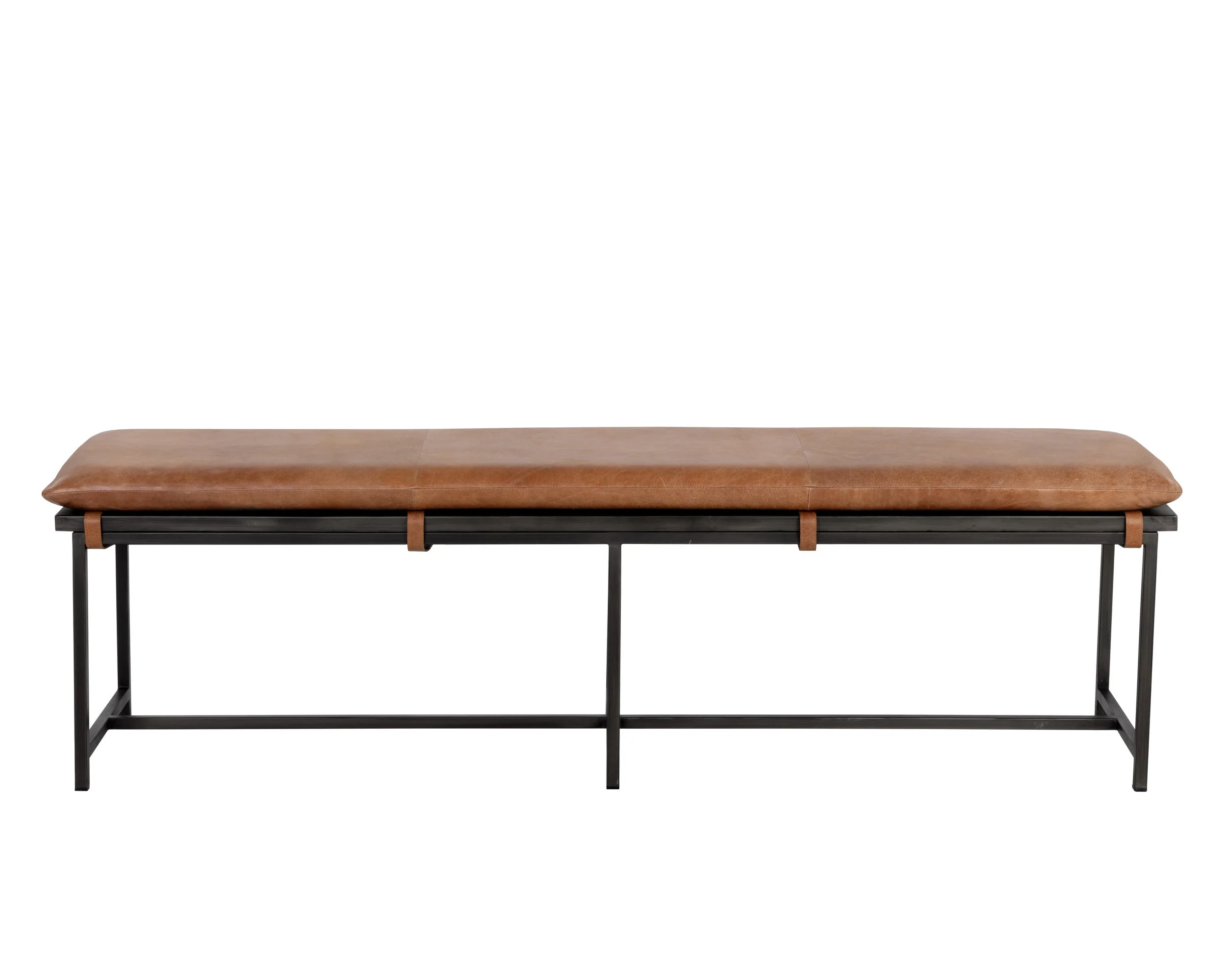 Zancor Bench - Gunmetal - Tan Leather - Image 2