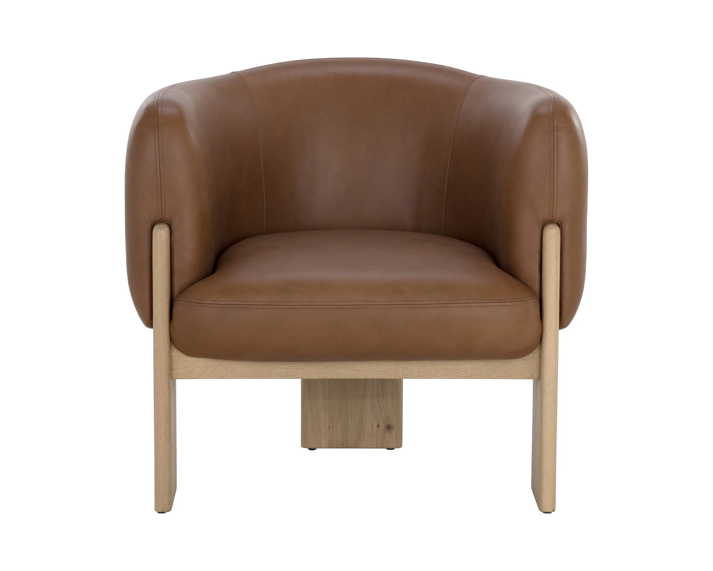 Trine Lounge Chair - Rustic Oak - Vintage Camel Leather - Image 2