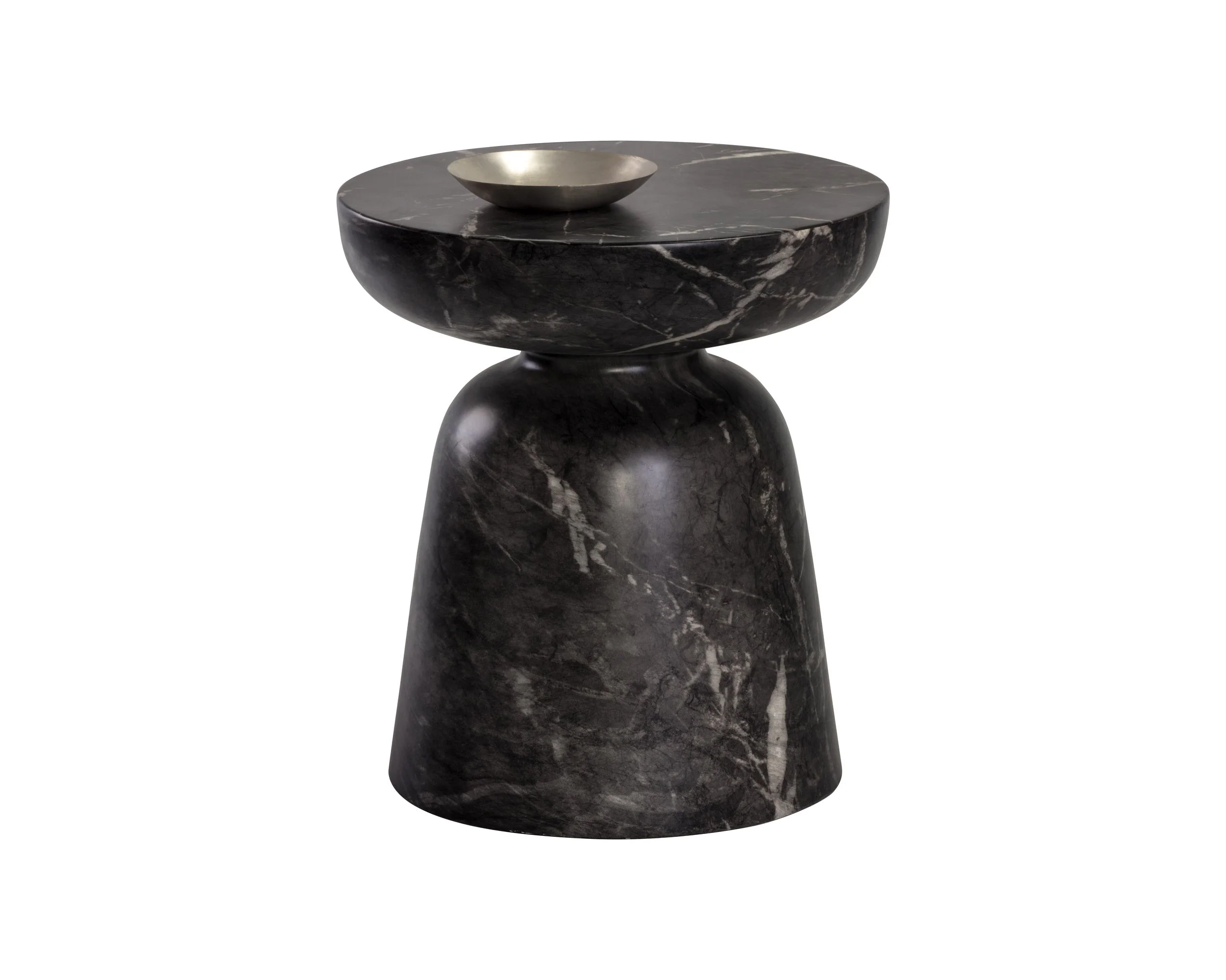 Lucida End Table - Marble Look - Black - Image 2