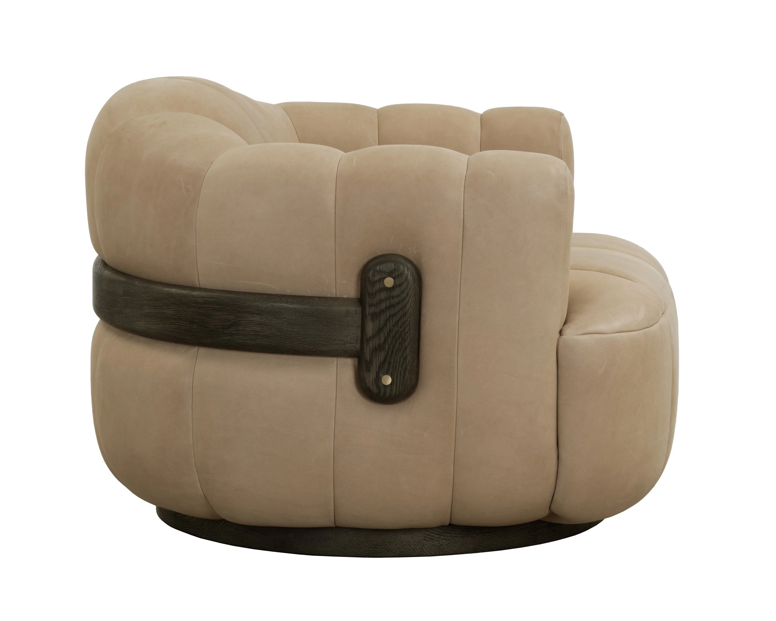 Tadeo Swivel Armchair - Dark Brown - Sahara Sand Leather - Image 3