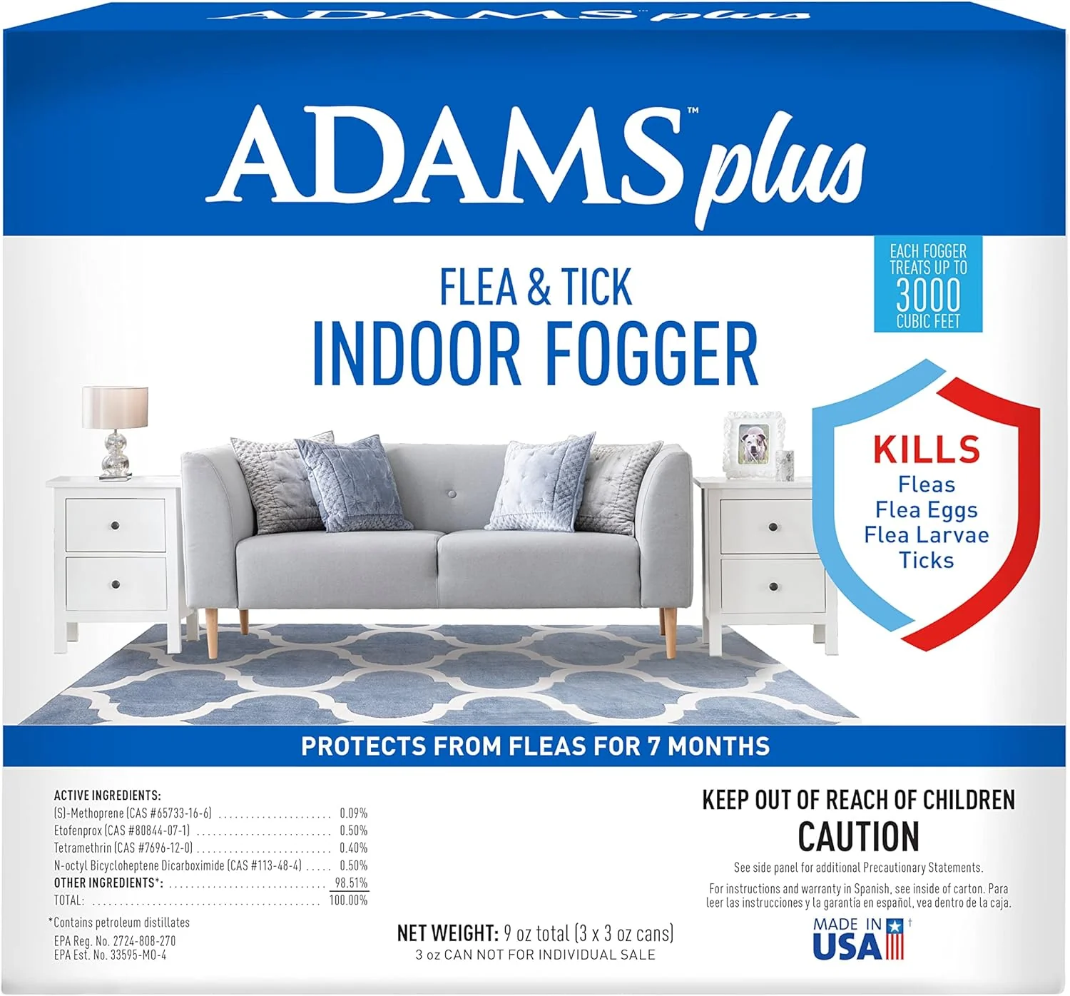 Adams Plus Flea & Tick Indoor Fogger, 3-pk (3 oz each) - Image 2