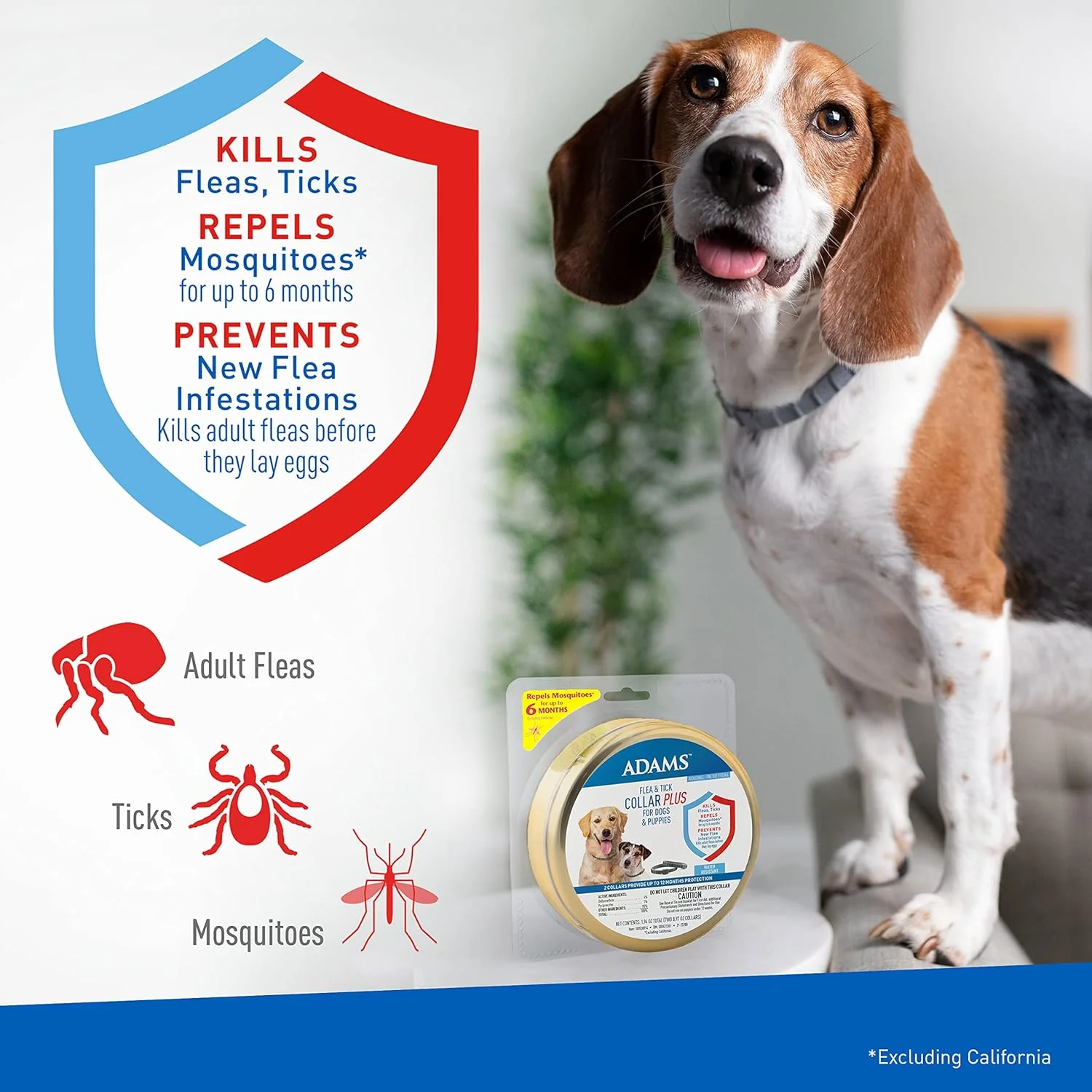 Adams Premium Flea & Tick Collar Plus for Dogs (2 pk/Gold Tin) - Image 2