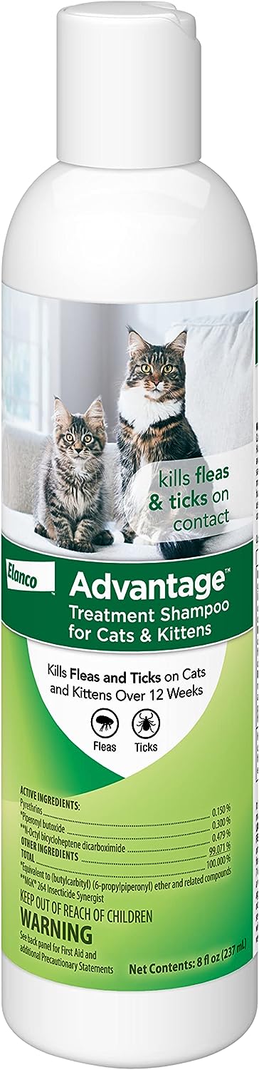Advantage Flea & Tick Treatment Shampoo for Cats & Kittens – Pyrethrin Flea Shampoo, 8 oz