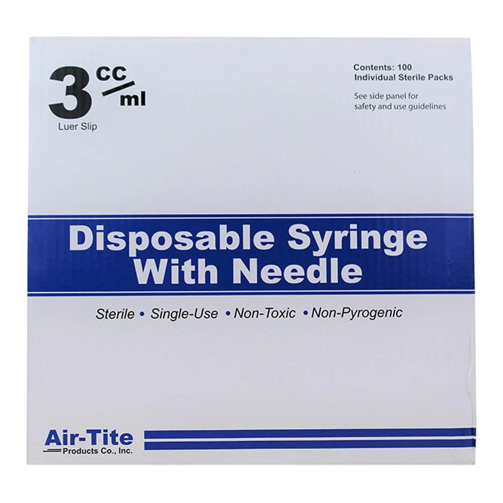 Air-Tite Luer Slip Syringes with Needles, 100 Count - Image 1