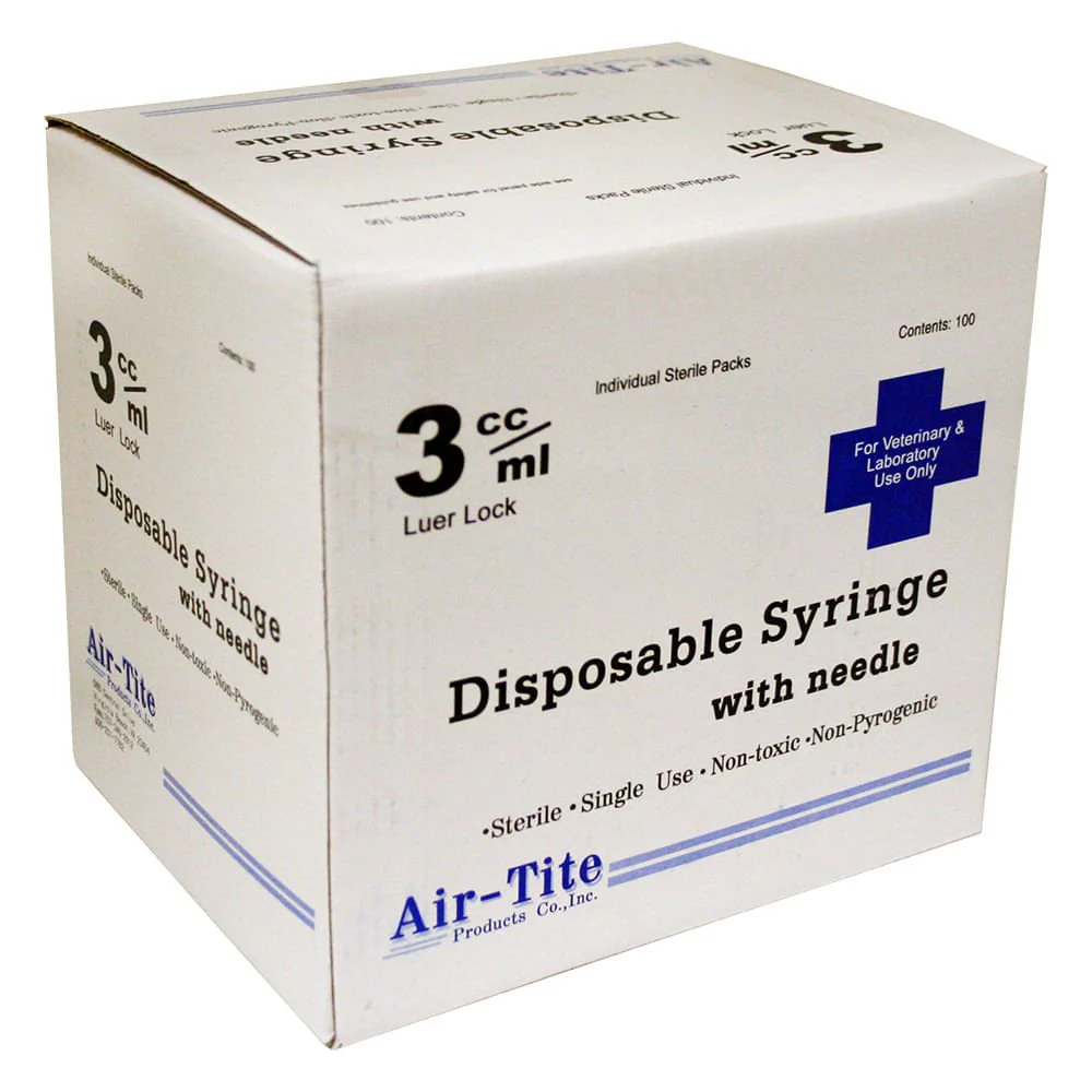 Air-Tite Luer Lock Syringes with Needles, 100 Count - Image 1