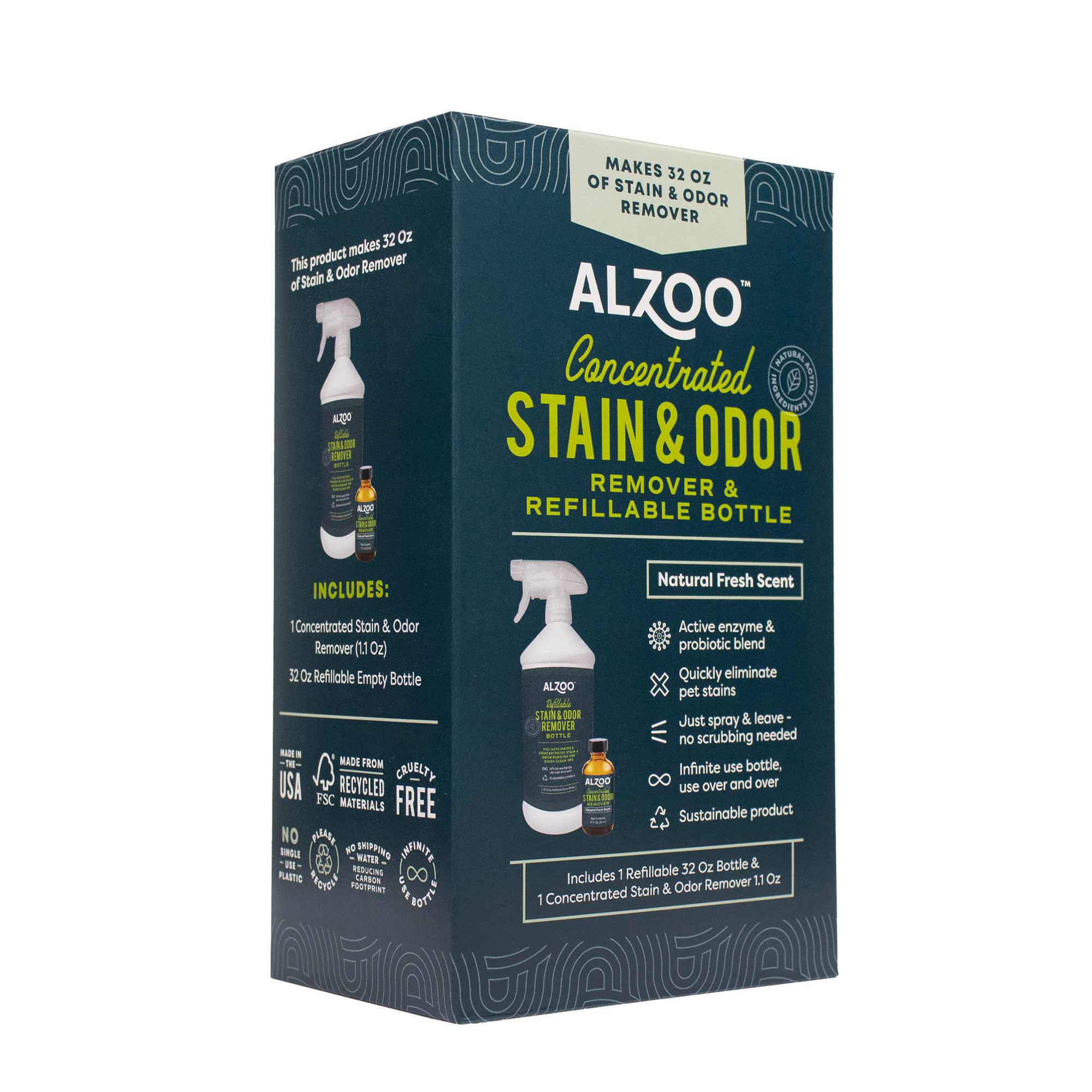 ALZOO Concentrated Enzyme-Based Pet Stain & Odor Remover Kit & Refill - Image 2