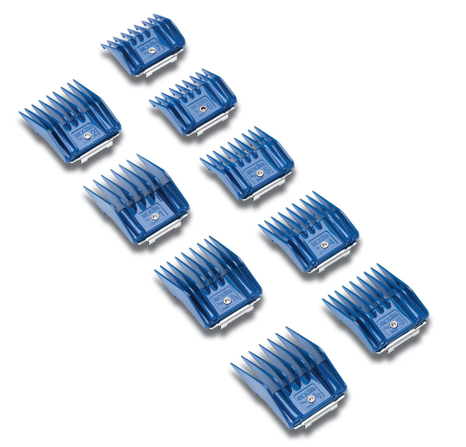 Andis 9-Piece Universal Small Comb Set – Attachment Guide Combs for Detachable Clipper Blades (Sizes 1/16″ to 9/16″)