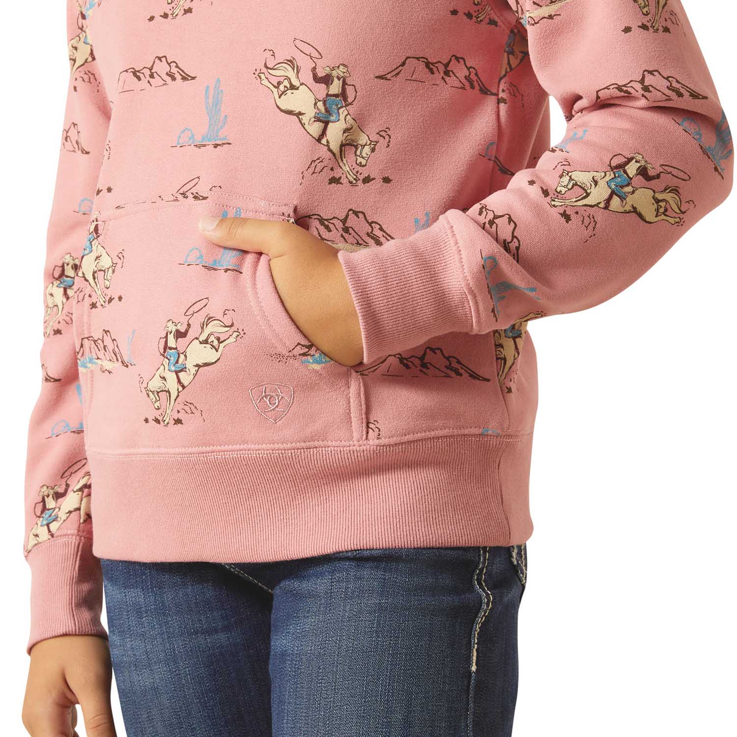 Ariat Girls Bronc Scene 1/4 Zip Sweatshirt - Image 3
