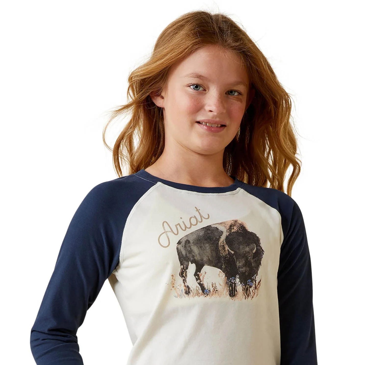 Ariat Girl's Painted Buffalo Raglan T-Shirt - Image 2