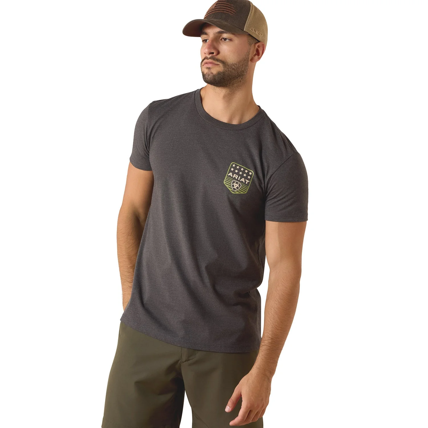 Ariat Mens Patriotic Badge Short Sleeve Shirt, 100% Cotton Unisex Top - Image 3