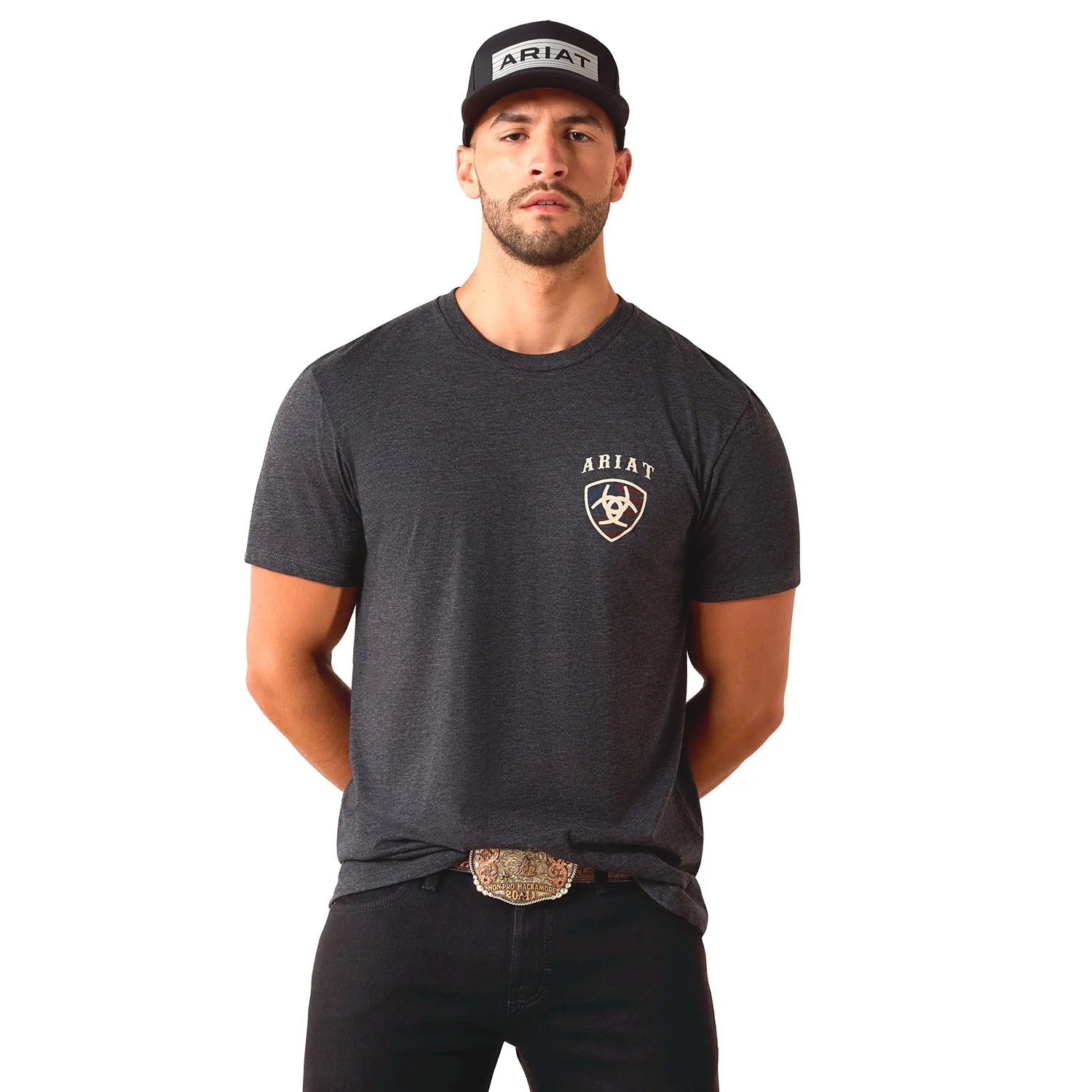 Ariat Mens Short Sleeve Shirt, American Bison Western Tee - Image 3