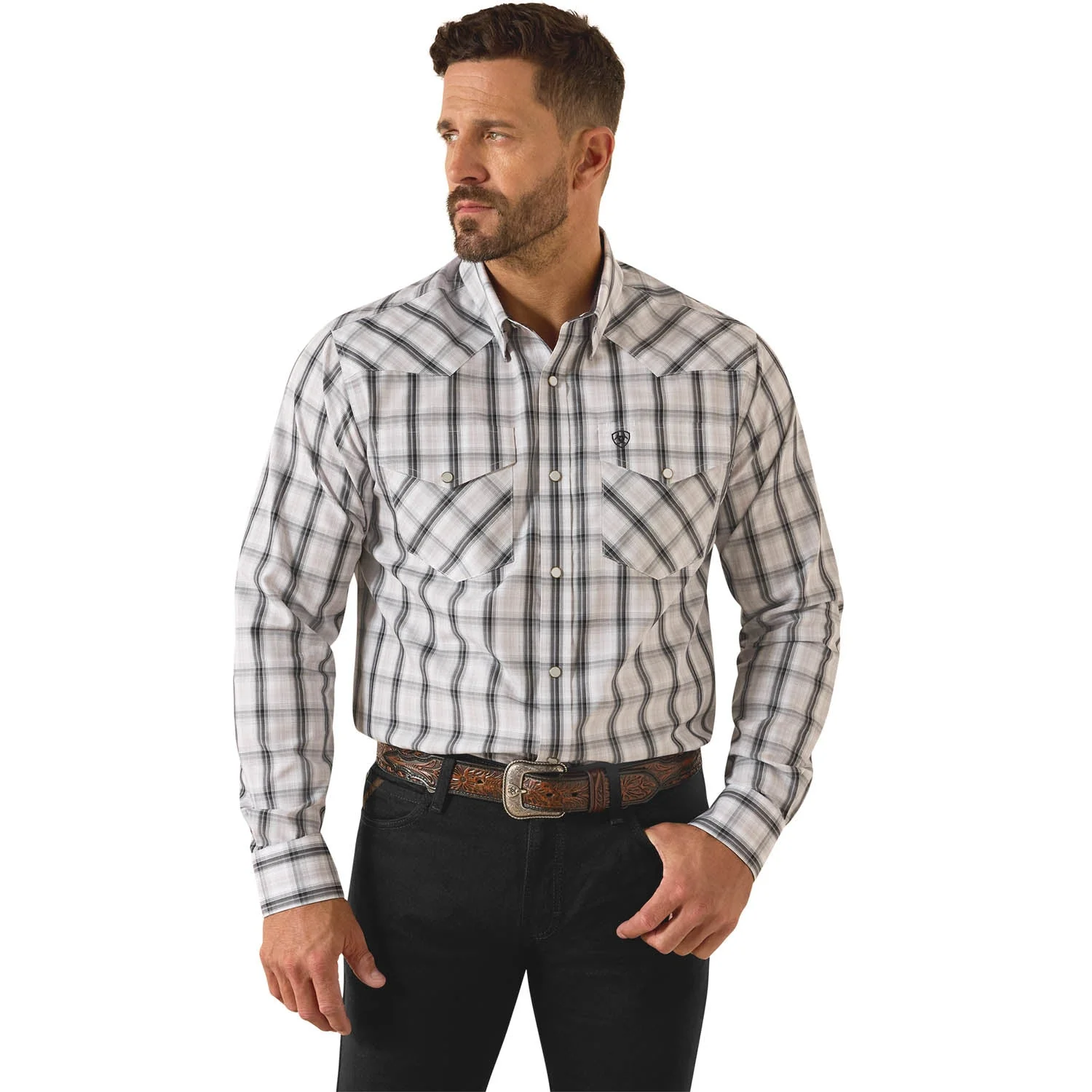 Ariat Men's Wrinkle-Free Fitted Snap Button Long Sleeve Shirt - Image 1