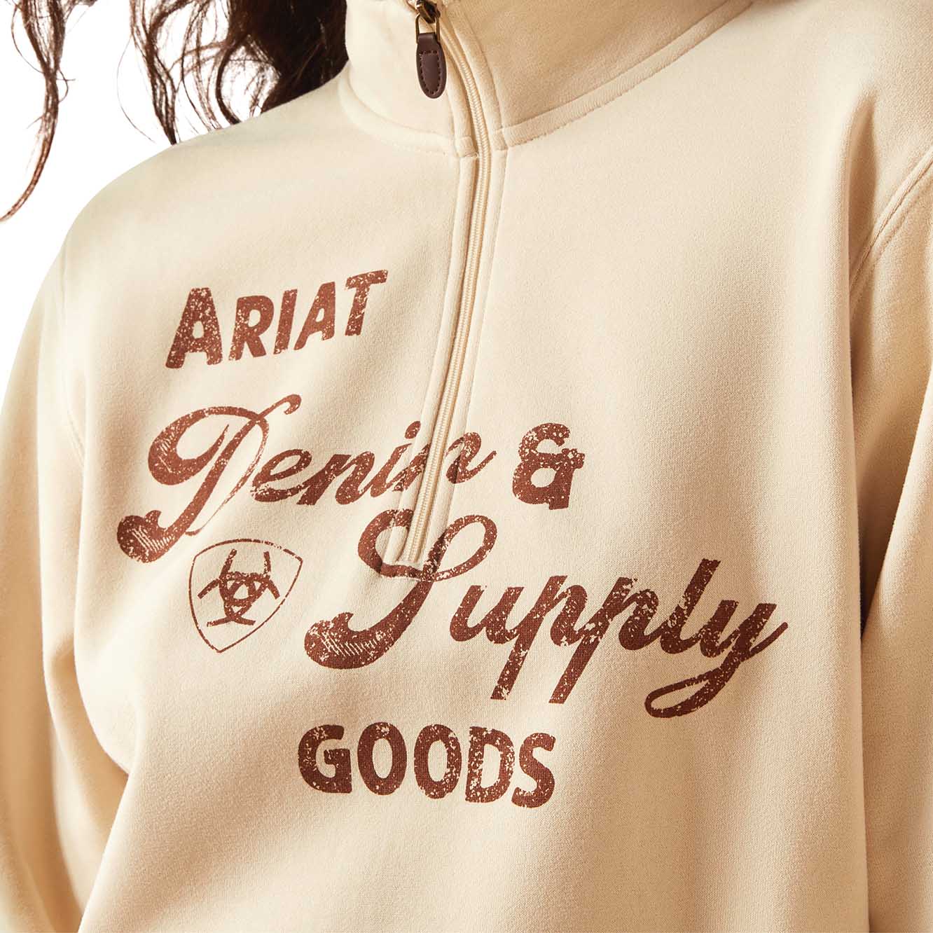 Ariat Women's "Denim & Supply" 1/2 Zip Sweatshirt – Midweight Fleece Casual Pullover - Image 3