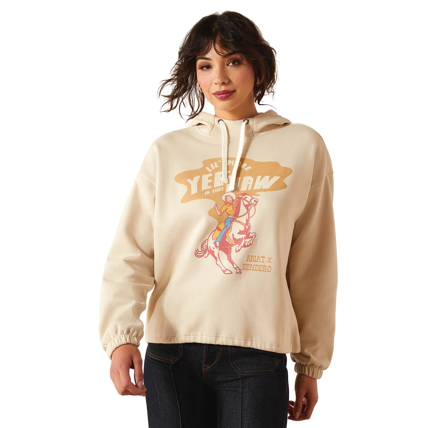 Ariat Women’s Essential Sendero “Yeehaw” Oversized Graphic Hoodie – Casual Texas-Inspired Pullover