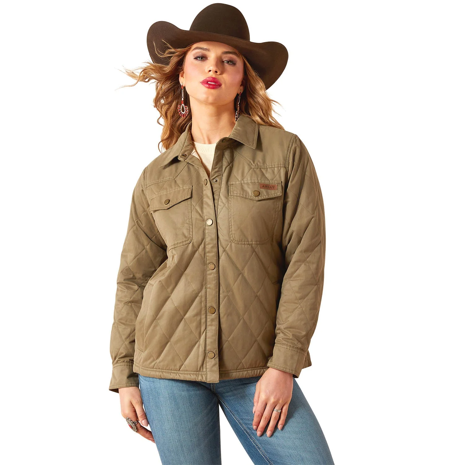 Ariat Womens Grizzly Quilted Barn Jacket – Warm Wind-Resistant Fleece-Lined Workwear Jacket - Image 1