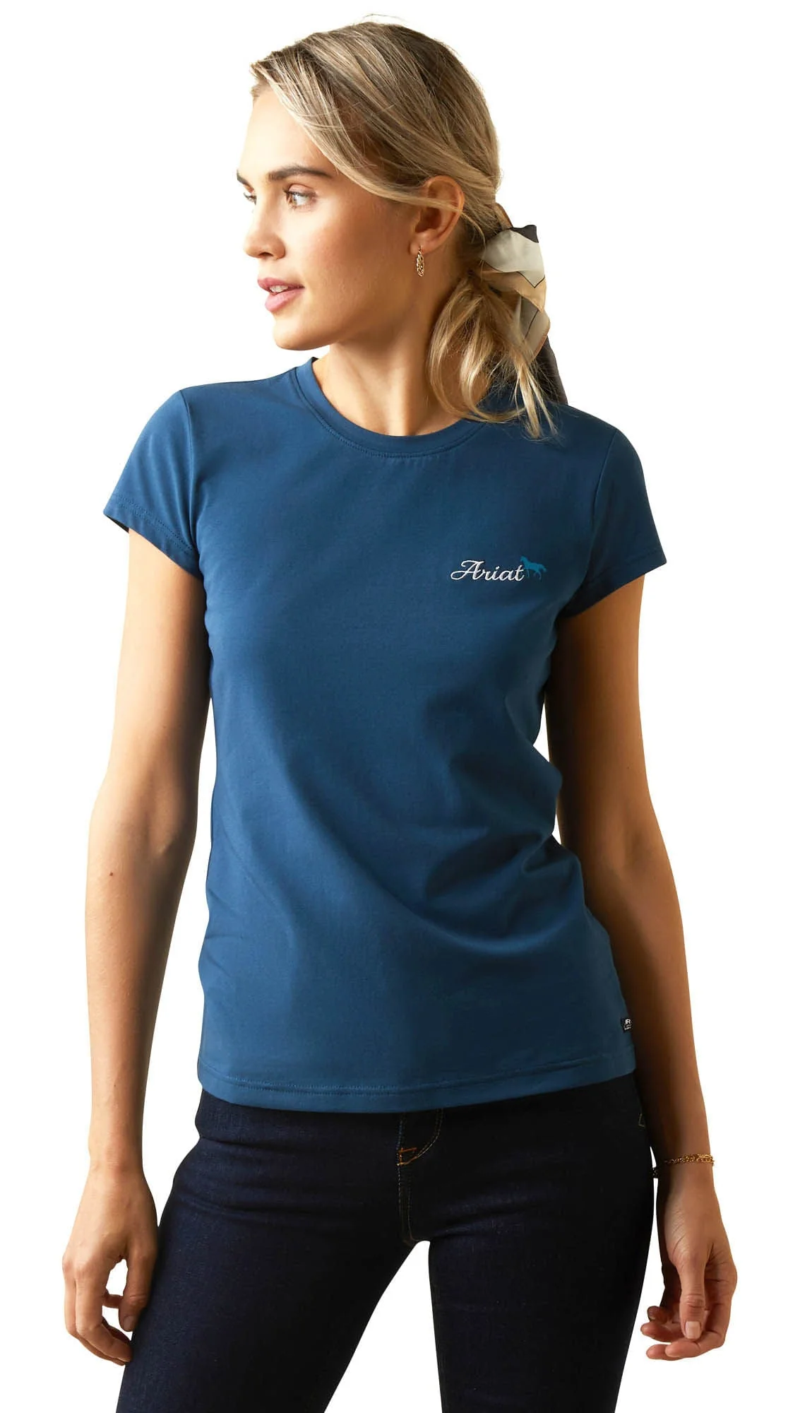Ariat Women's Logo Script T-Shirt, Deep Petroleum - Image 1