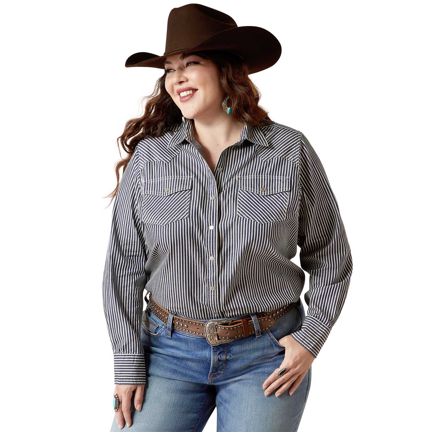 Ariat Women's Railroad Stripe Long Sleeve Shirt - Image 1