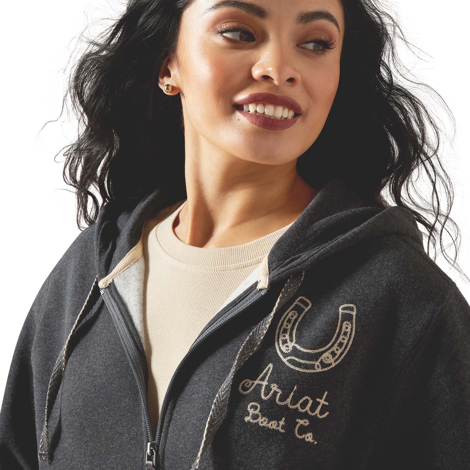 Ariat Womens Stitched Horseshoe Full Zip Hoodie - Image 3