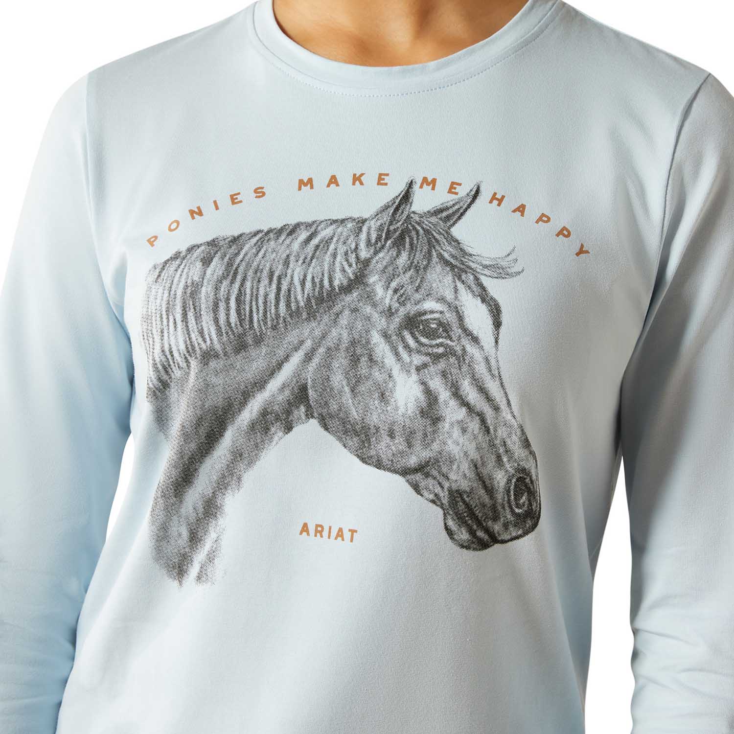 Ariat Youth Happy Long Sleeve Shirt – Organic Cotton Kids Equestrian Tee for Horse Lovers - Image 2