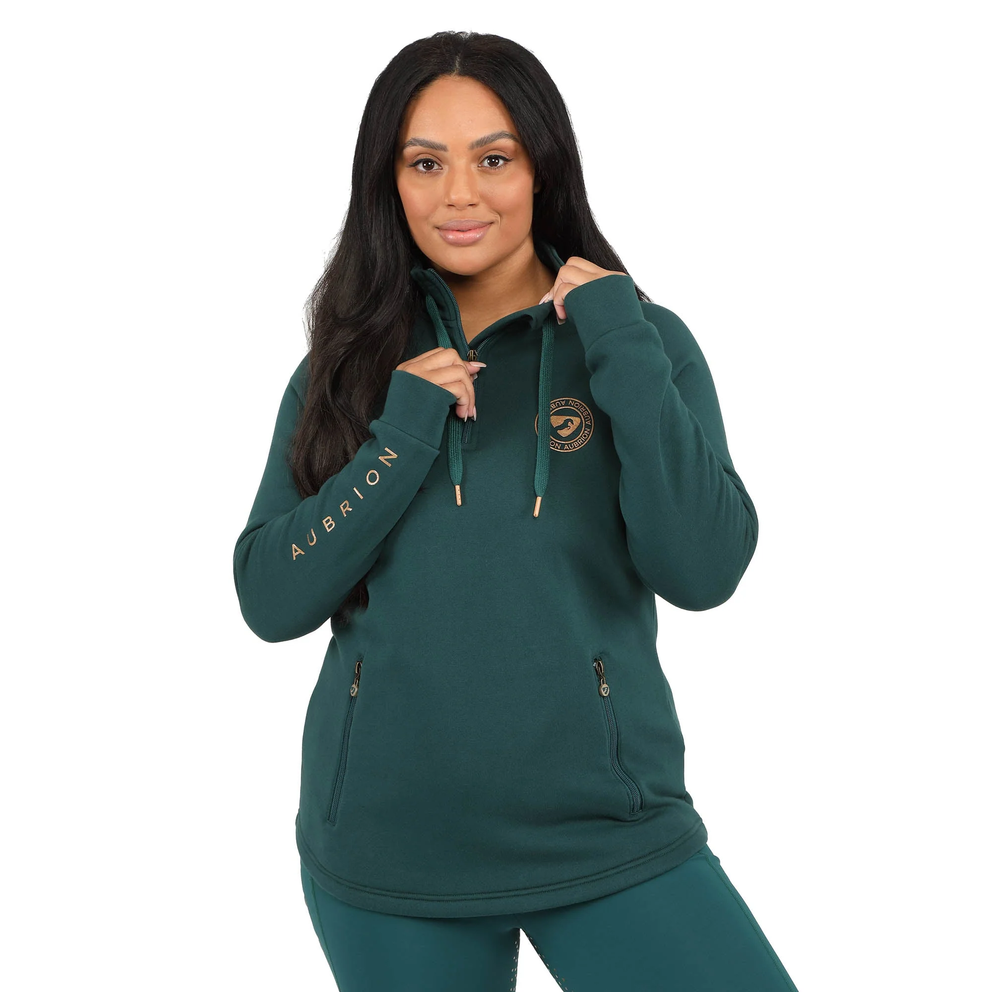 Aubrion Ladies Elm Half Zip Sweatshirt, Dark Green - Image 1