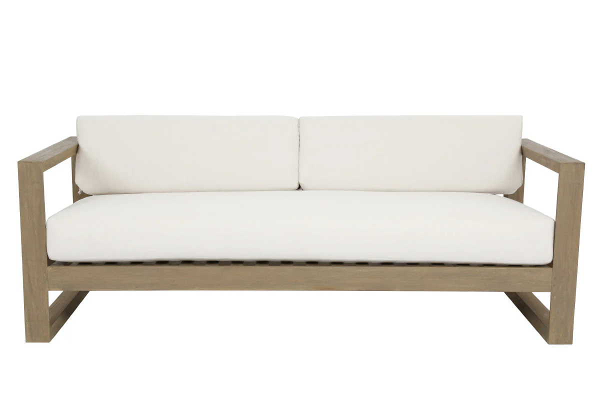 Coastal Teak Sofa in Canvas Canvas, No Welt - Image 3