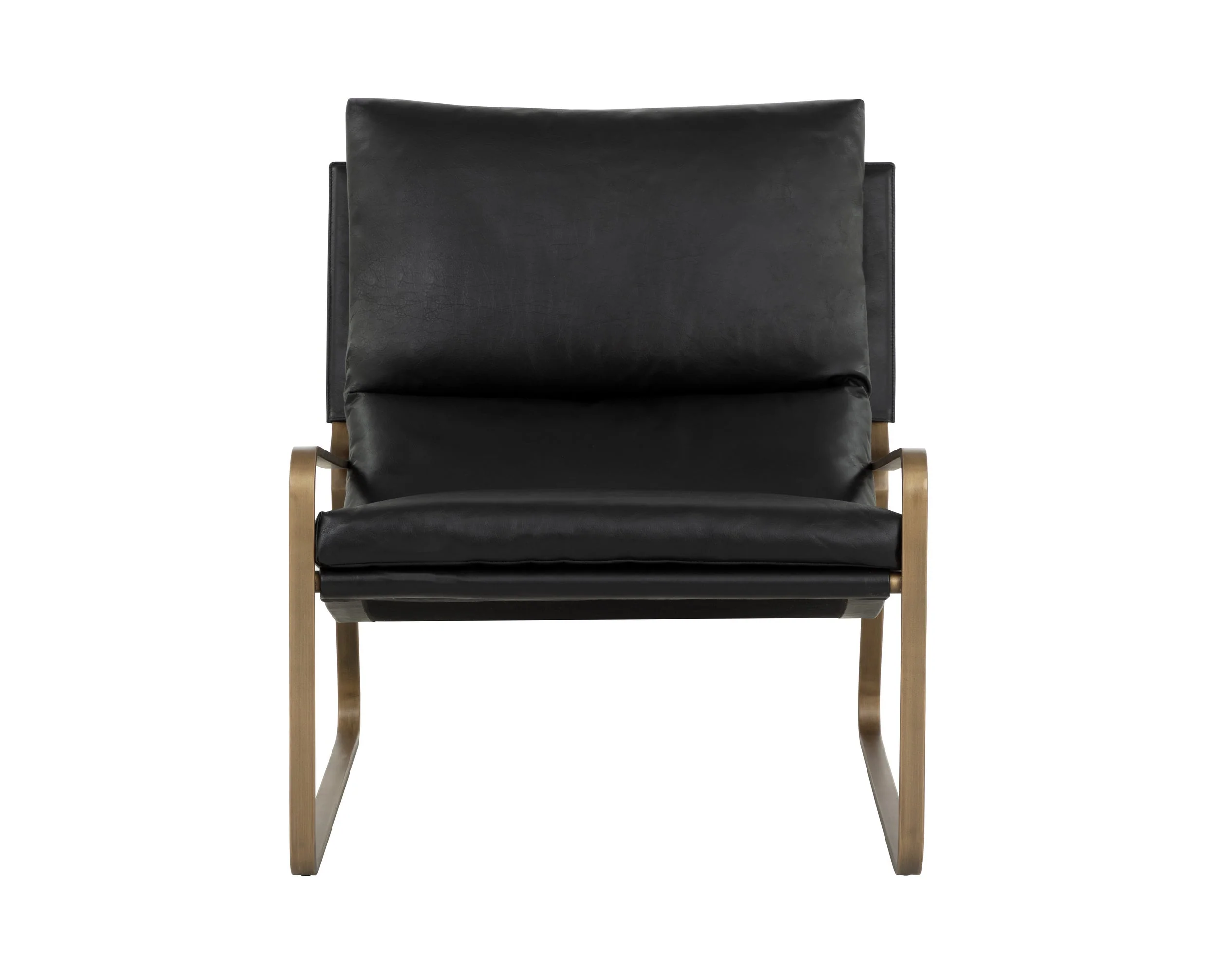 Zancor Lounge Chair - Antique Brass - Charcoal Black Leather - Image 2
