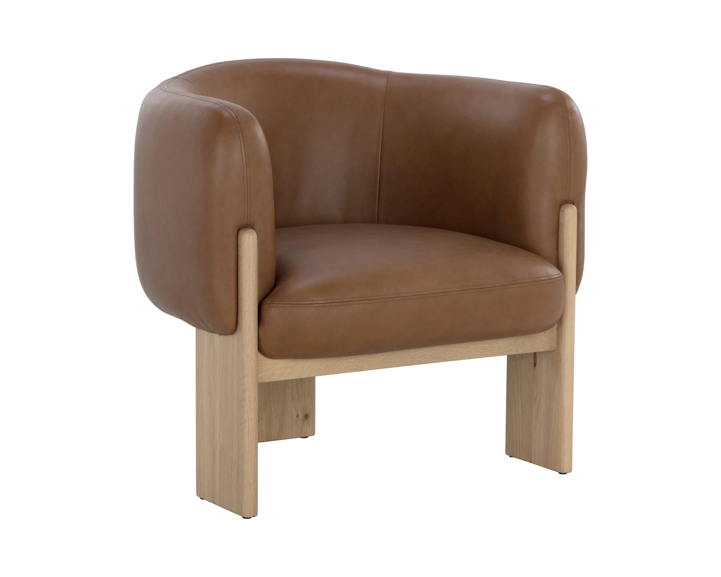Trine Lounge Chair – Rustic Oak – Vintage Camel Leather