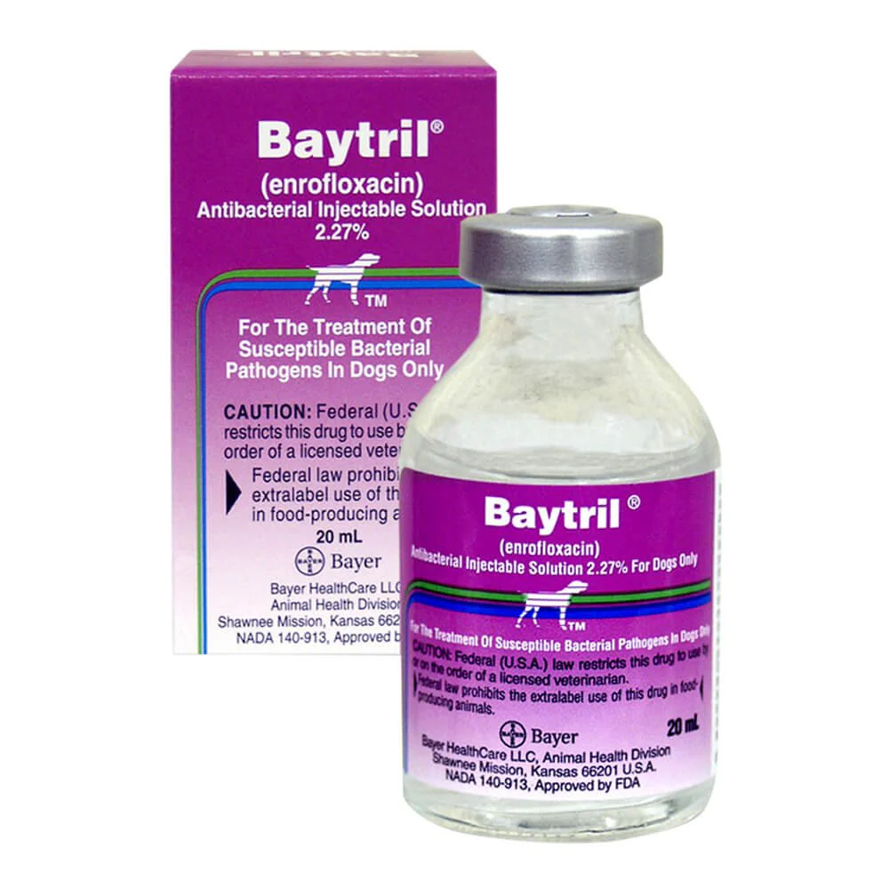 Rx Baytril (enrofloxacin) Injectable Solution for Dogs, 2.27% x 20 ml - Image 1