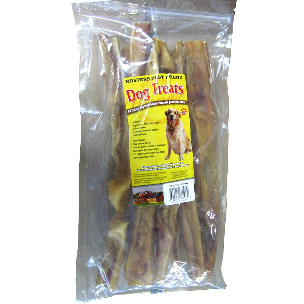 Beef Bully Dog Chews, 1 lb – All Natural Long-Lasting Rawhide Chews - Image 1