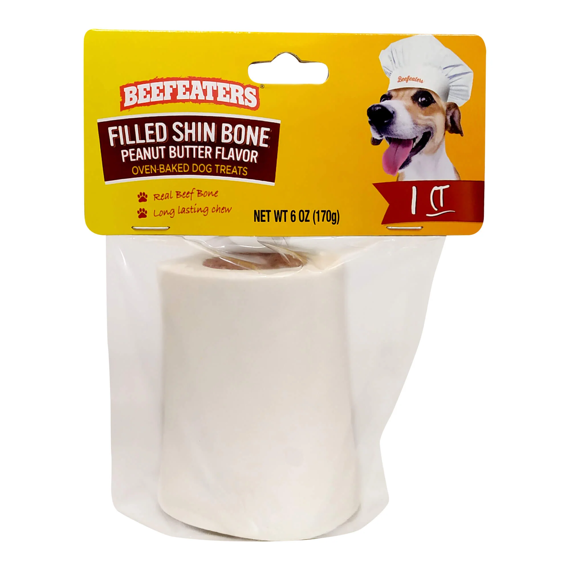 Beefeaters Shin Bone, Peanut Butter, 6 oz, Case of 6 - Image 1