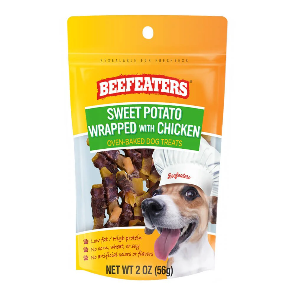 Beefeaters Sweet Potato Wrapped with Chicken | No Corn, Wheat, Soy, Gluten, Low Fat | Chewy Whole Muscle Jerky | Dog Training Treats Reward or Snack - Image 1