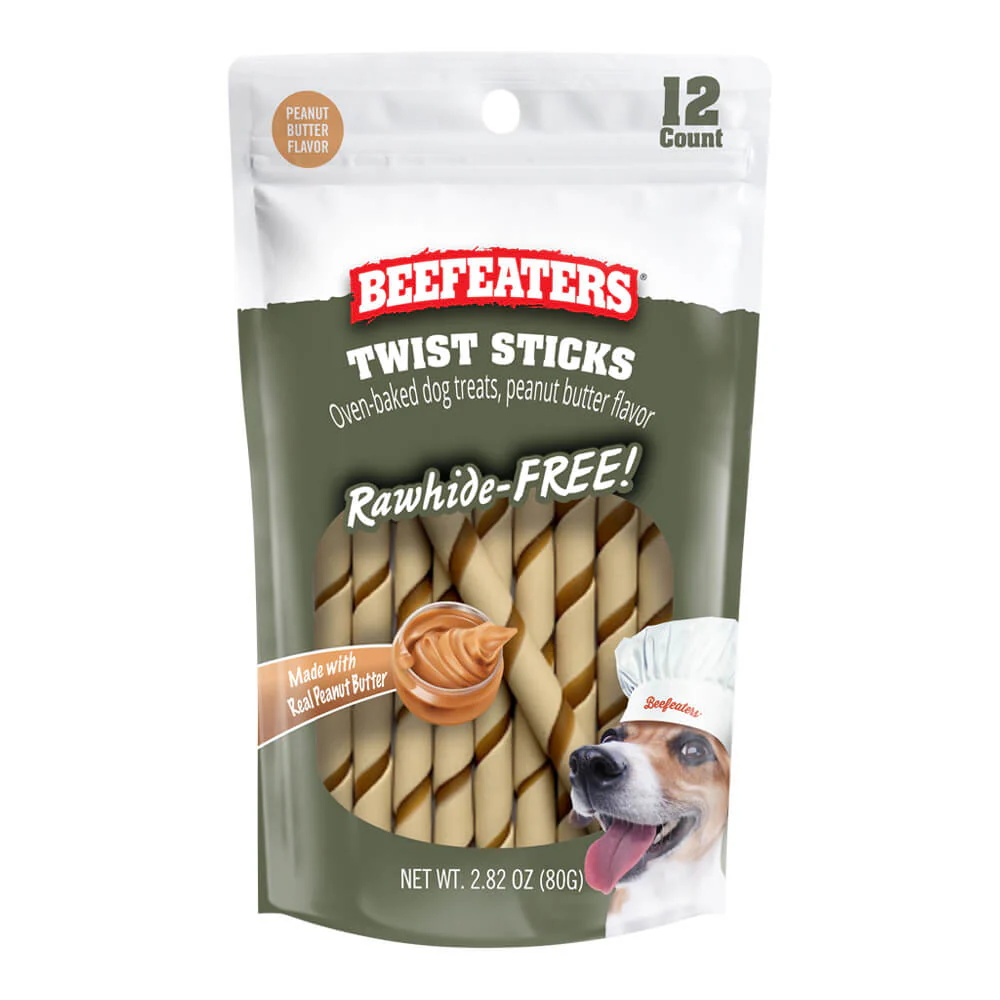 Beefeaters Twist Sticks, Rawhide Free, Oven Baked Dog Treats - Peanut Butter Flavored - Image 1