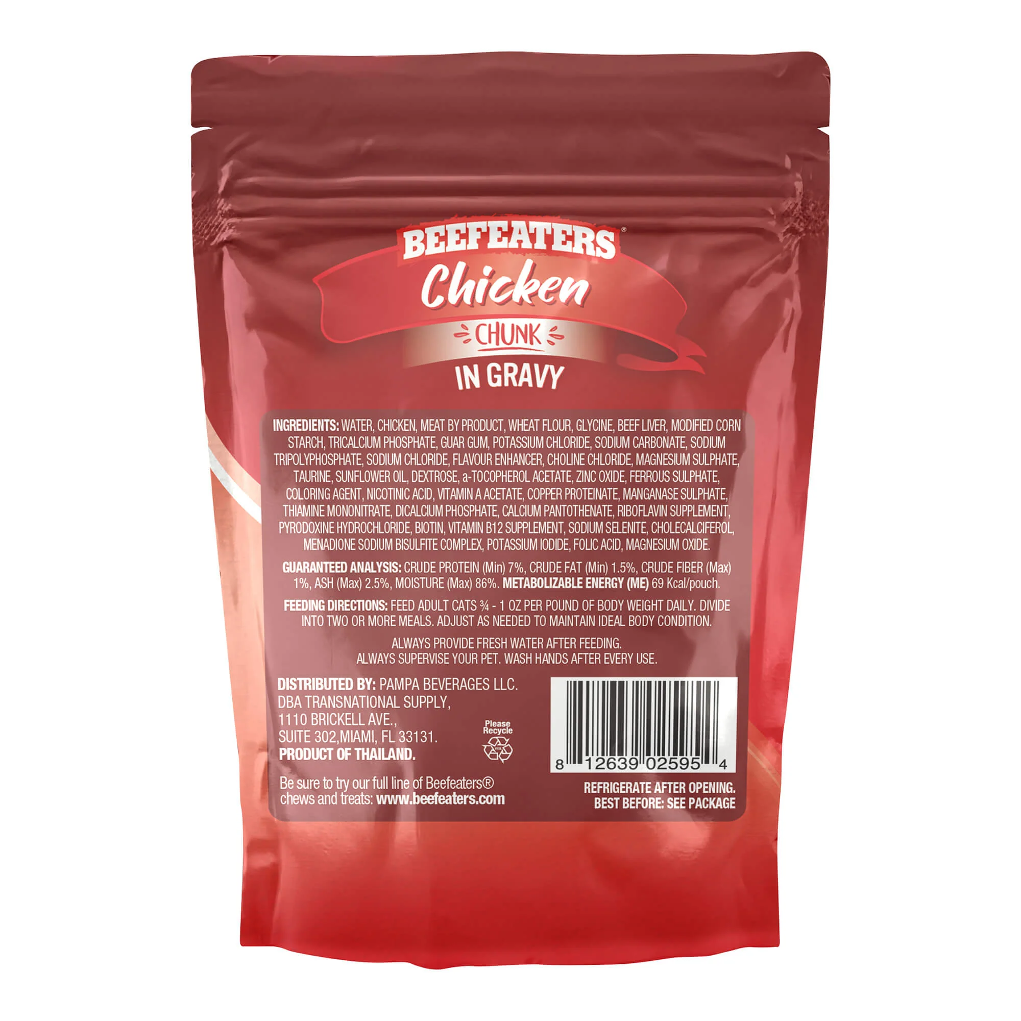 Beefeaters Wet Cat Food Pouch, Chicken Chunk in Gravy, 3 oz, Case of 24 - Image 2