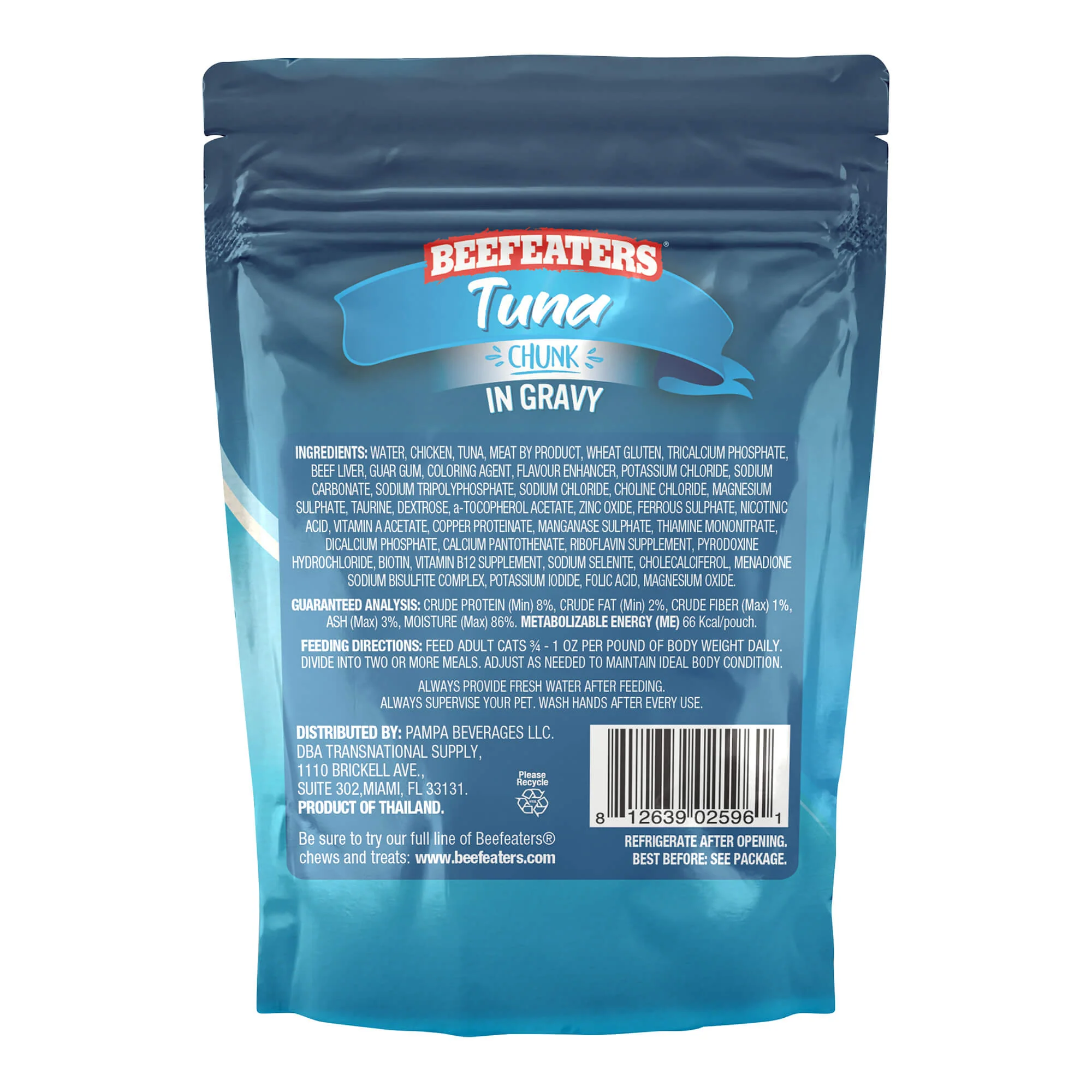 Beefeaters Wet Cat Food Pouch, Tuna Chunk in Gravy, 3 oz, Case of 24 - Image 2