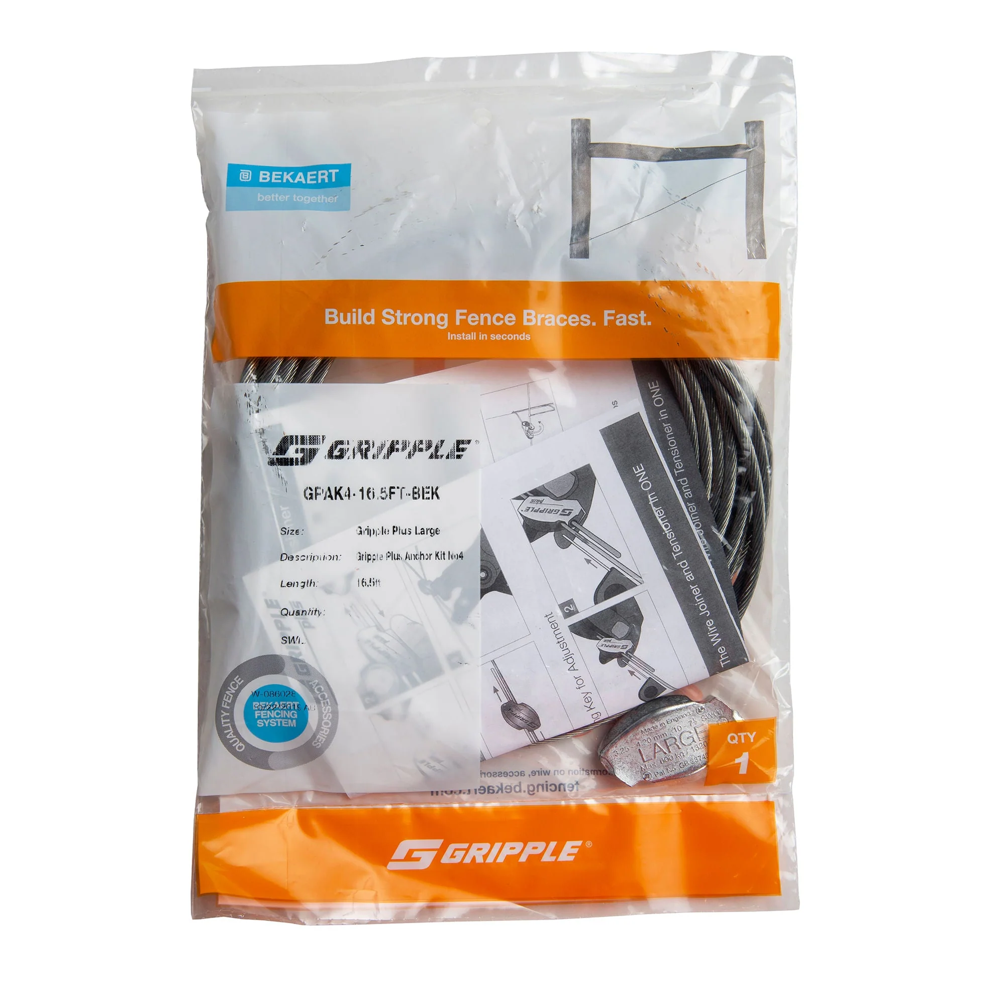 Gripple BeFAST Brace Kit for Wooden H-Brace Fencing, 1 Bag - Image 1