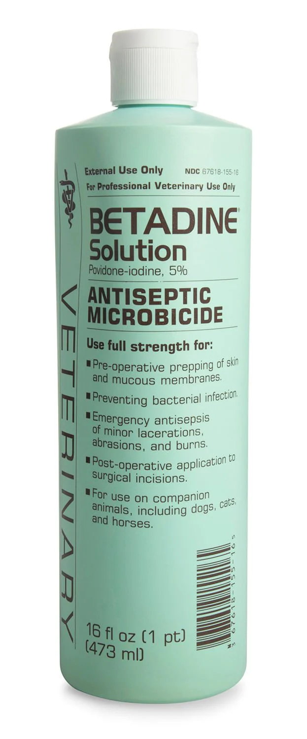Betadine Antiseptic Solution (Povidone Iodine) Topical Wound Disinfectant for Dogs, Cats & Horses - Image 1