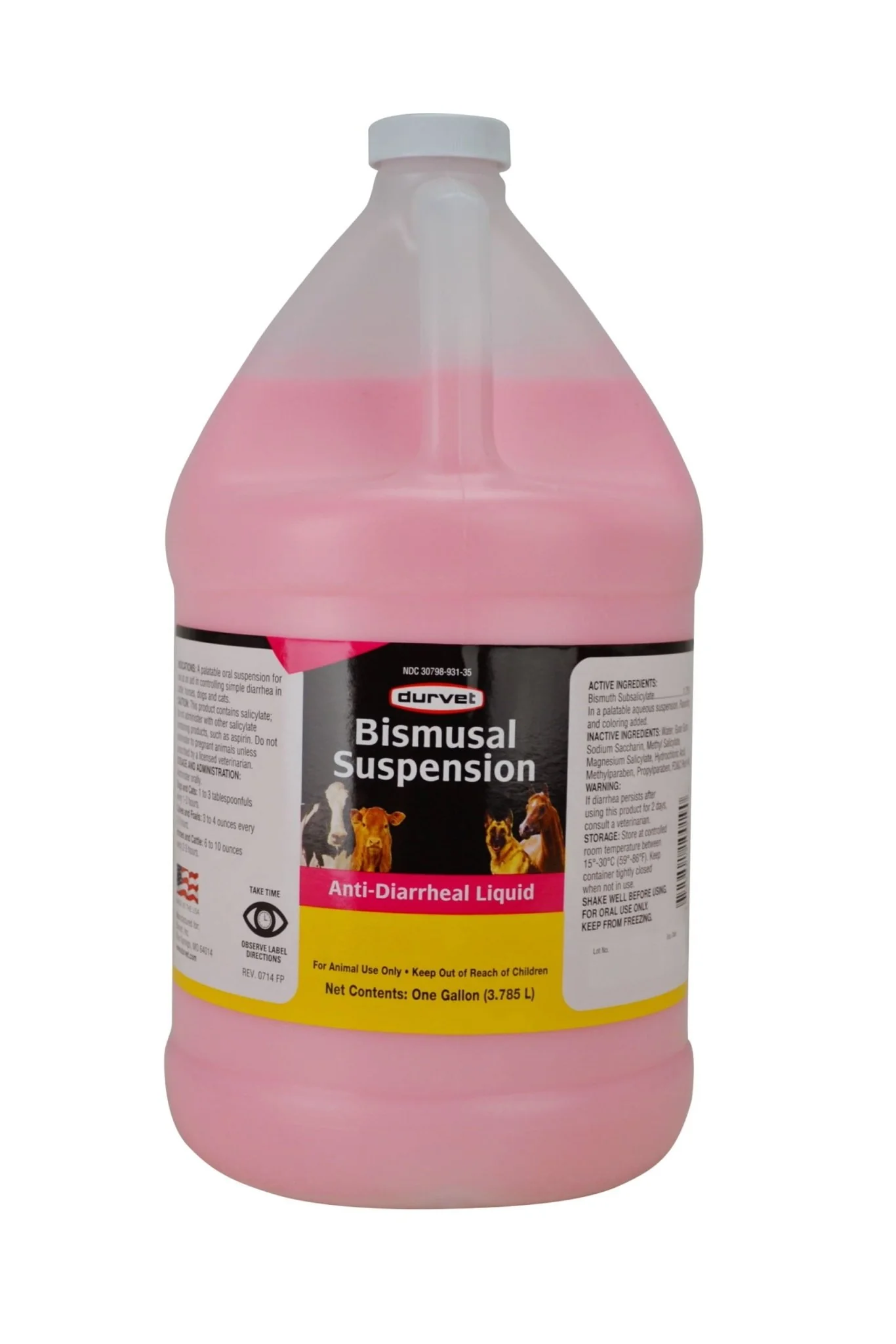 Bimusal Anti-Diarrheal Suspension for Horses, Cattle, Dogs & Cats, Gallon - Image 1