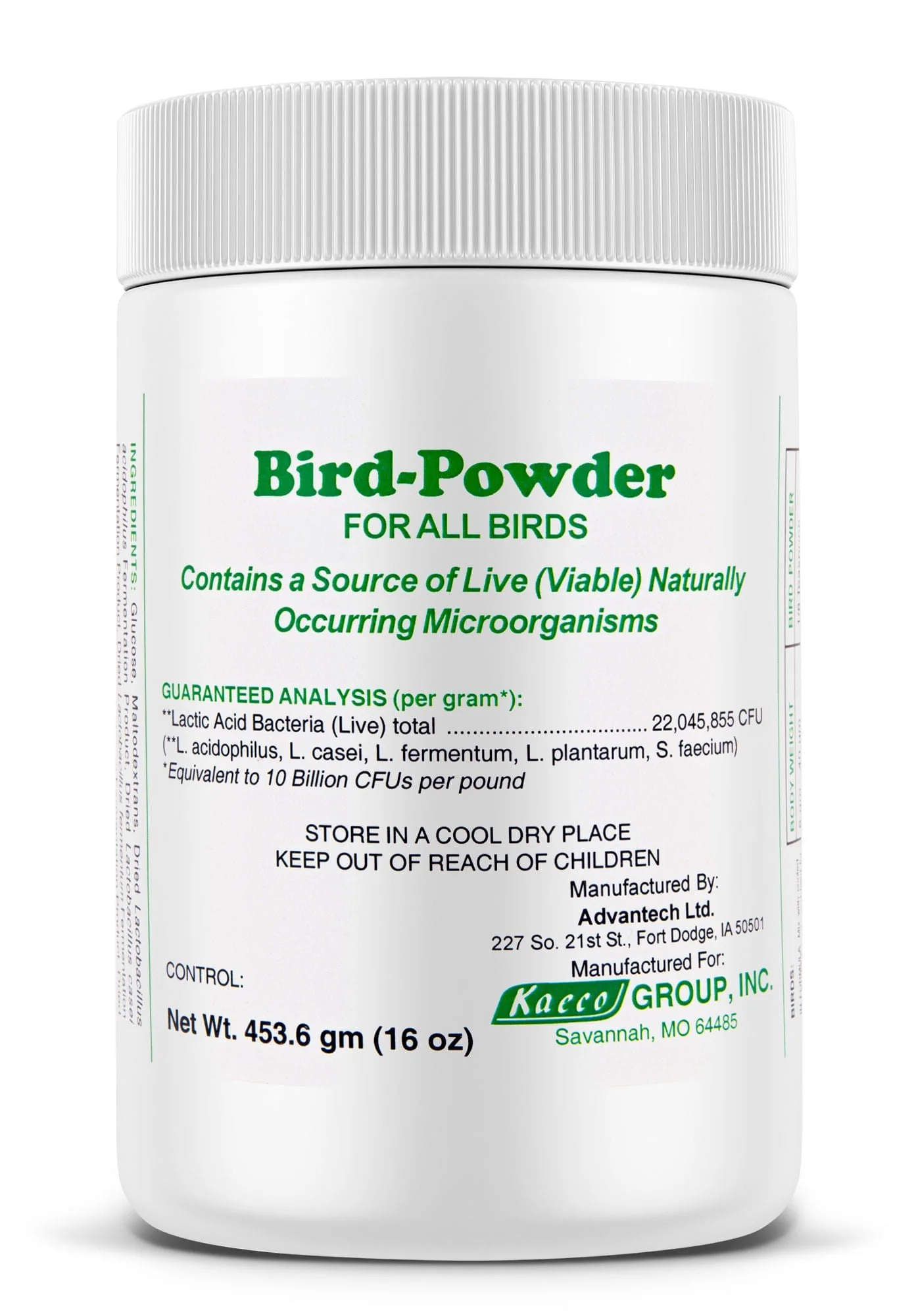 Bird-Powder (Probiotic) for All Birds, 16 oz - Image 1