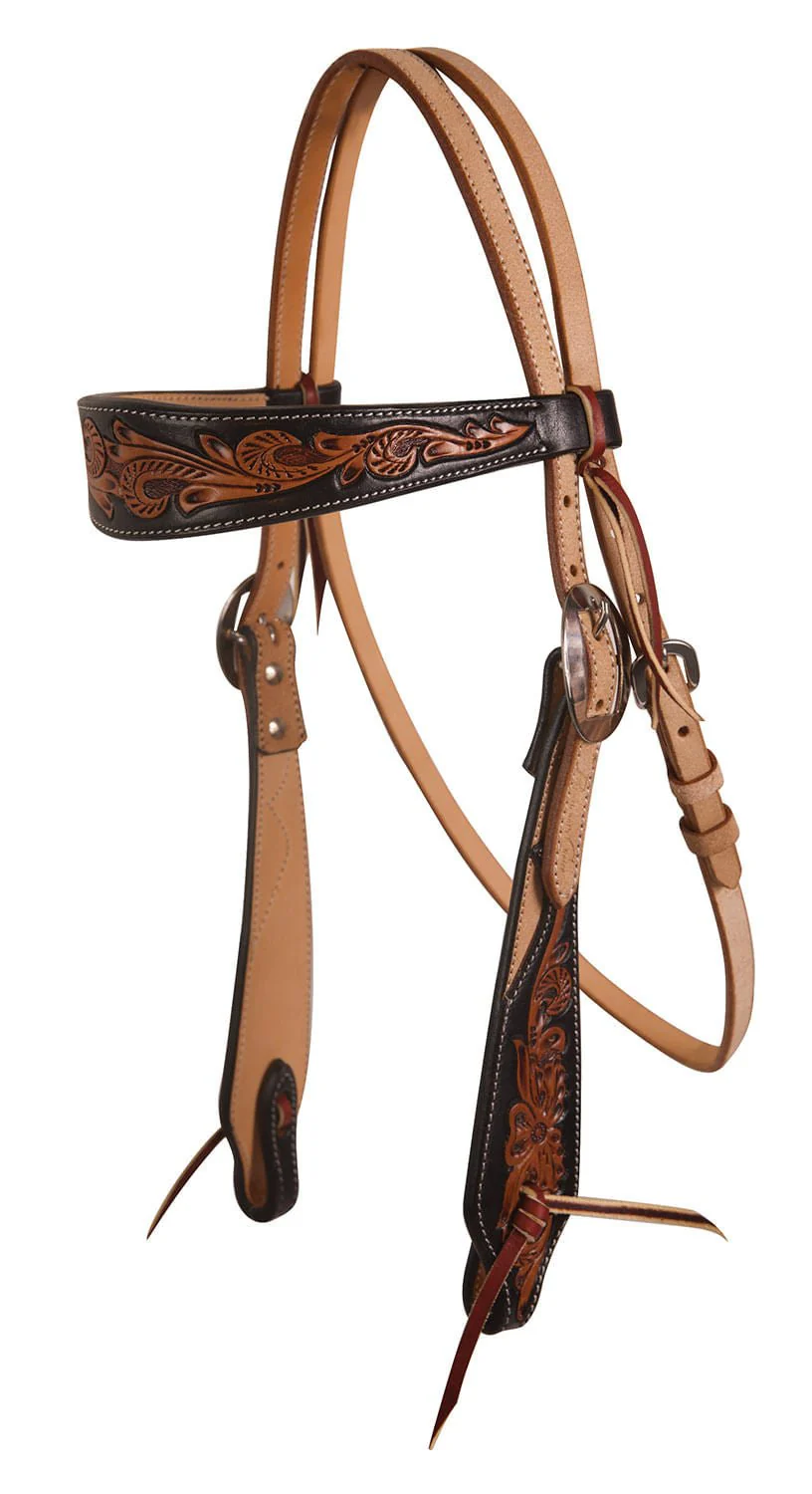 Professional's Choice Black Floral Roughout Browband Headstall - Image 1