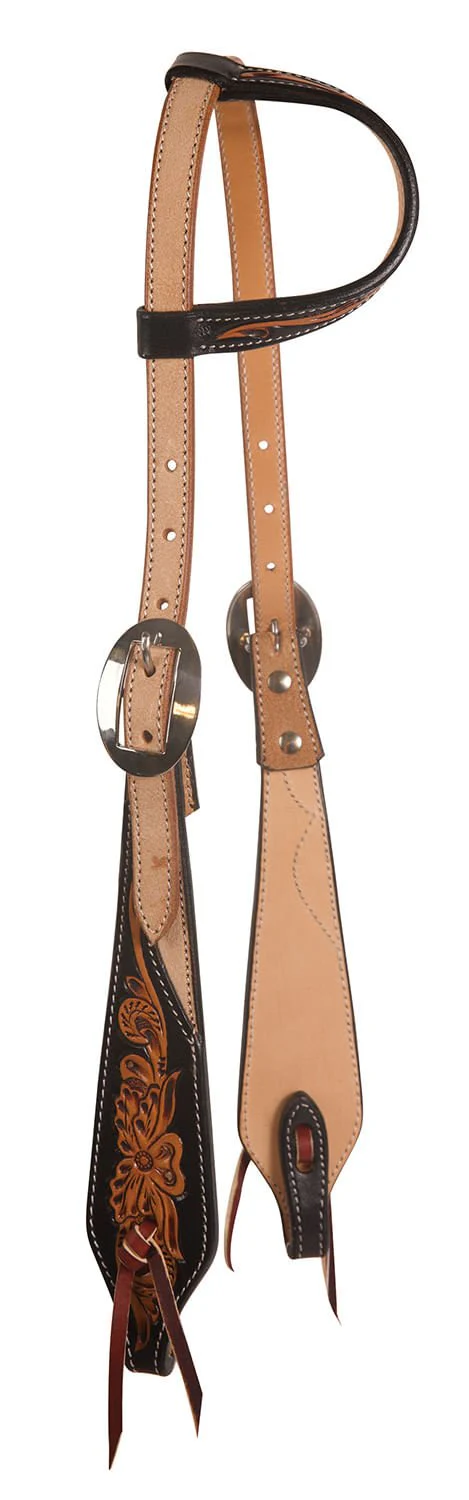 Professional's Choice Black Floral Roughout One Ear Headstall - Image 1