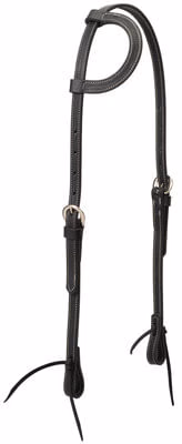Black Latigo Leather Sliding Ear Headstall - Image 1