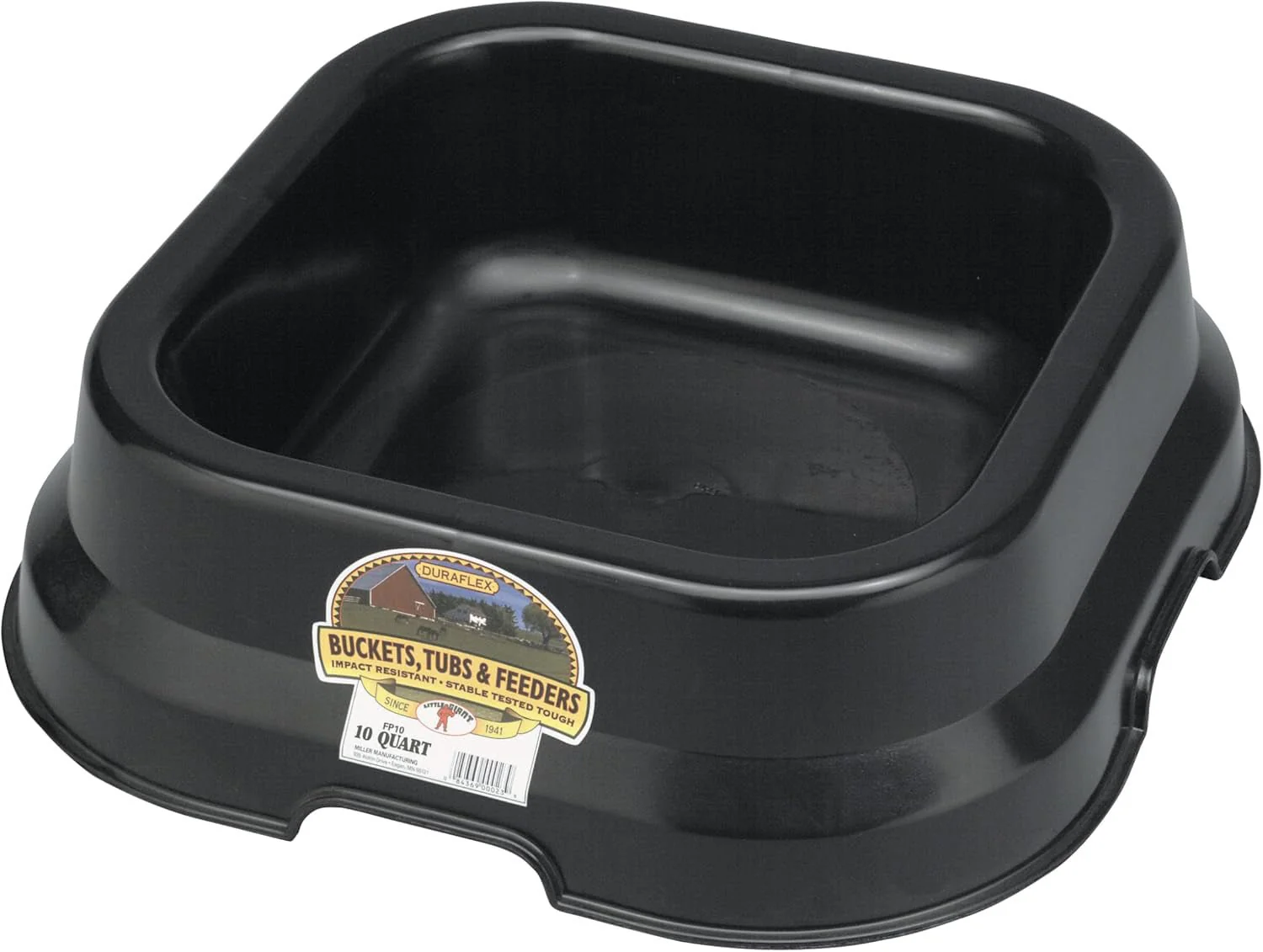 Black Plastic Feed Pan, 10 qt - Image 1