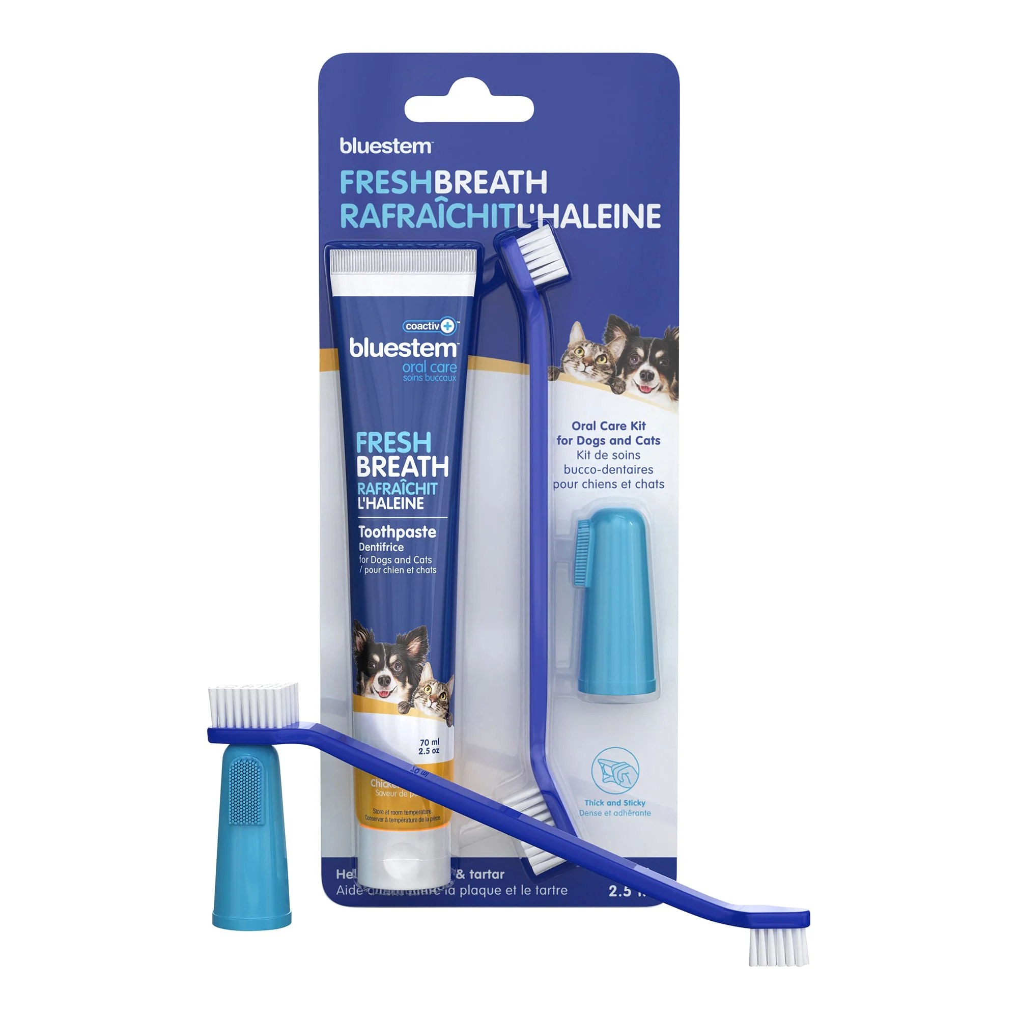 bluestem coactiv+ Oral Dental Kit for Dogs and Cats – Toothpaste, Toothbrush & Finger Brush - Image 2