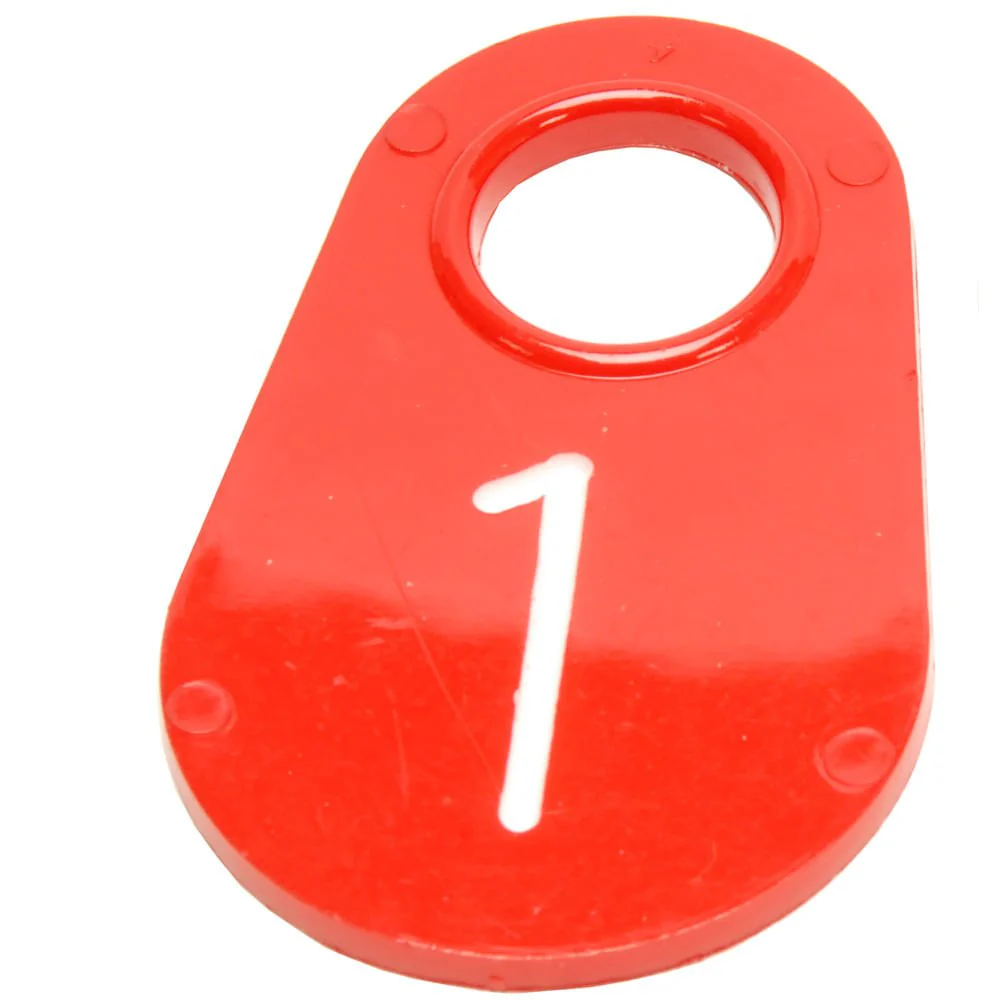 Bock's Red Nylon Numbered Identification Tags, 1-100, Single Tag - Image 1