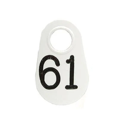 Bock's White Nylon Numbered Identification Tags, 1-100, Single Tag - Image 1