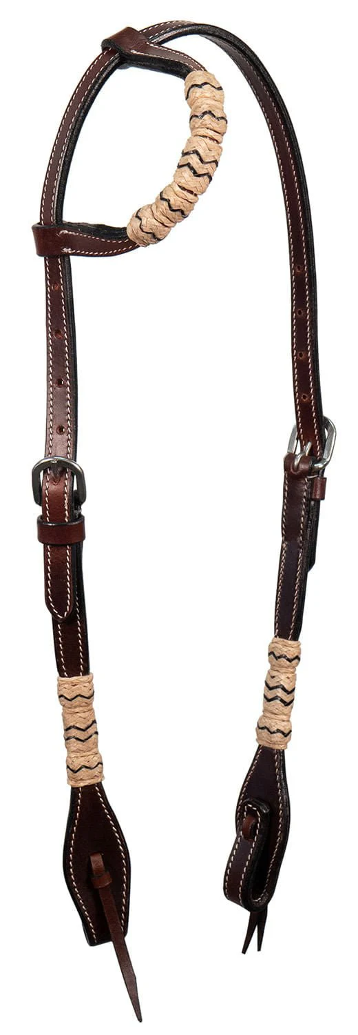Buffalo Leather Braided Rawhide One Ear Headstall, Full - Image 3