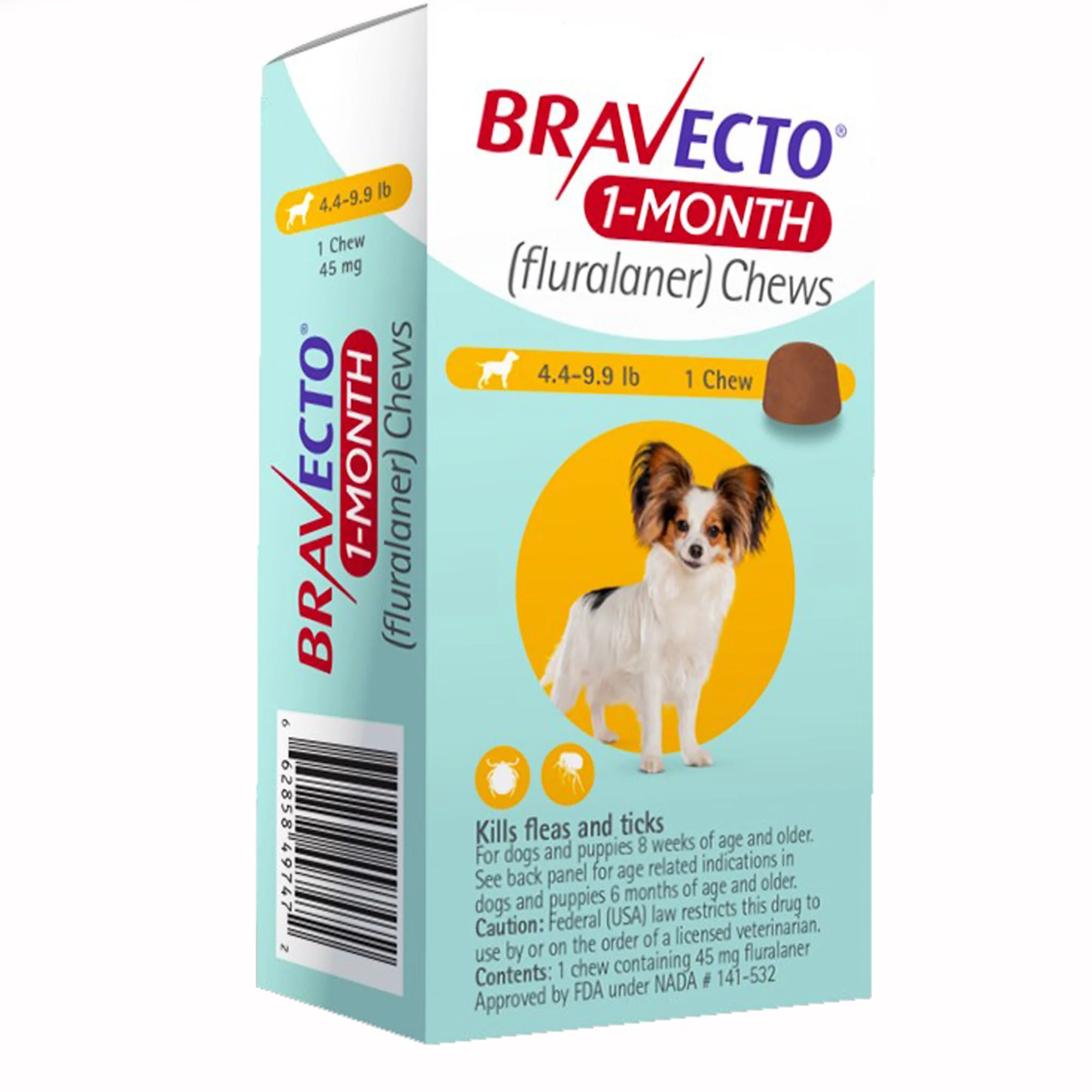 Rx Bravecto (fluralaner) Chews for Dogs, 1 Month Treatment - Image 1
