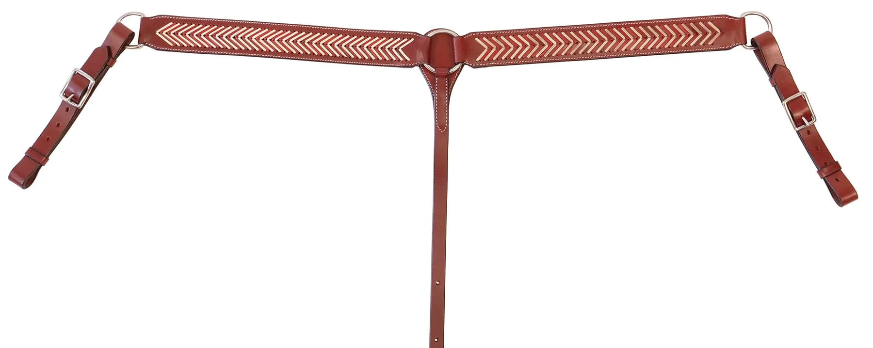 Buffalo Leather Brown Rawhide Laced Breast Collar - Image 1