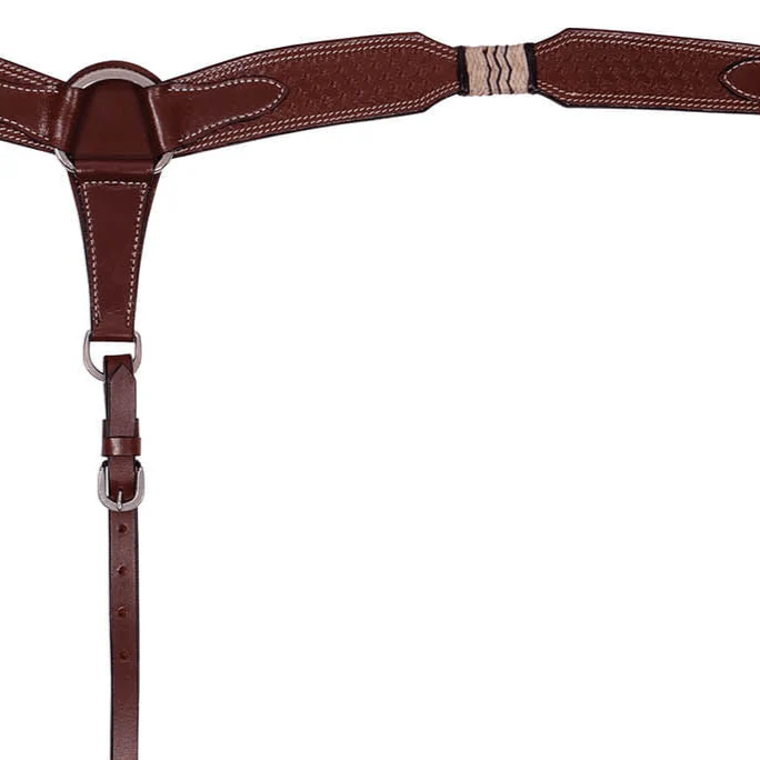 Buffalo Leather Rawhide & Basketweave Contoured Breast Collar - Image 2