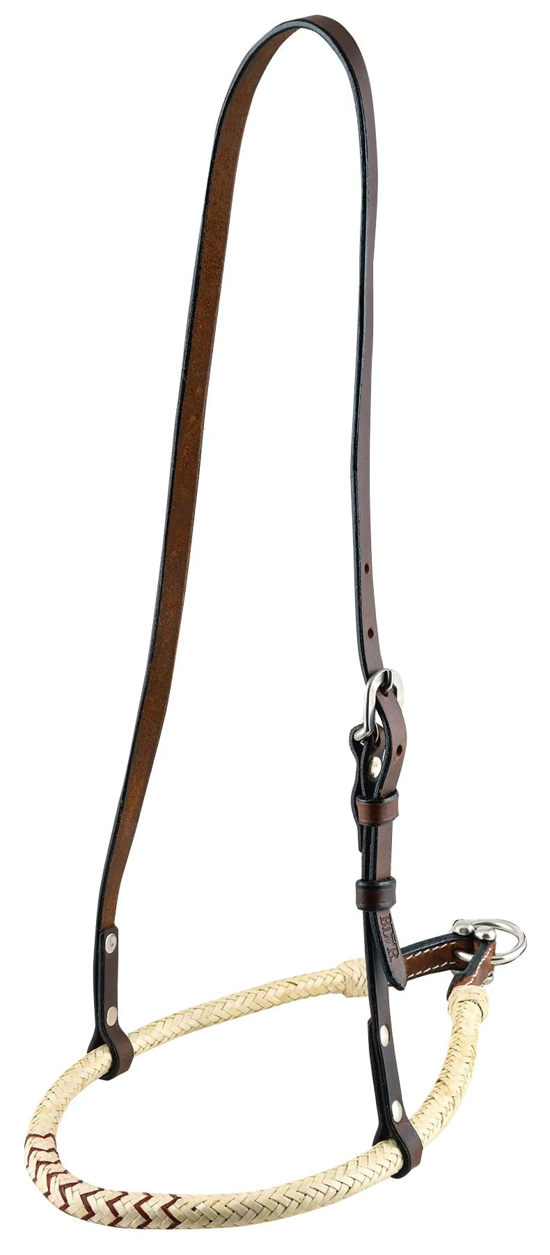 Buffalo Leather Rolled Rawhide Noseband for Horses with Stainless Steel Hardware - Image 1